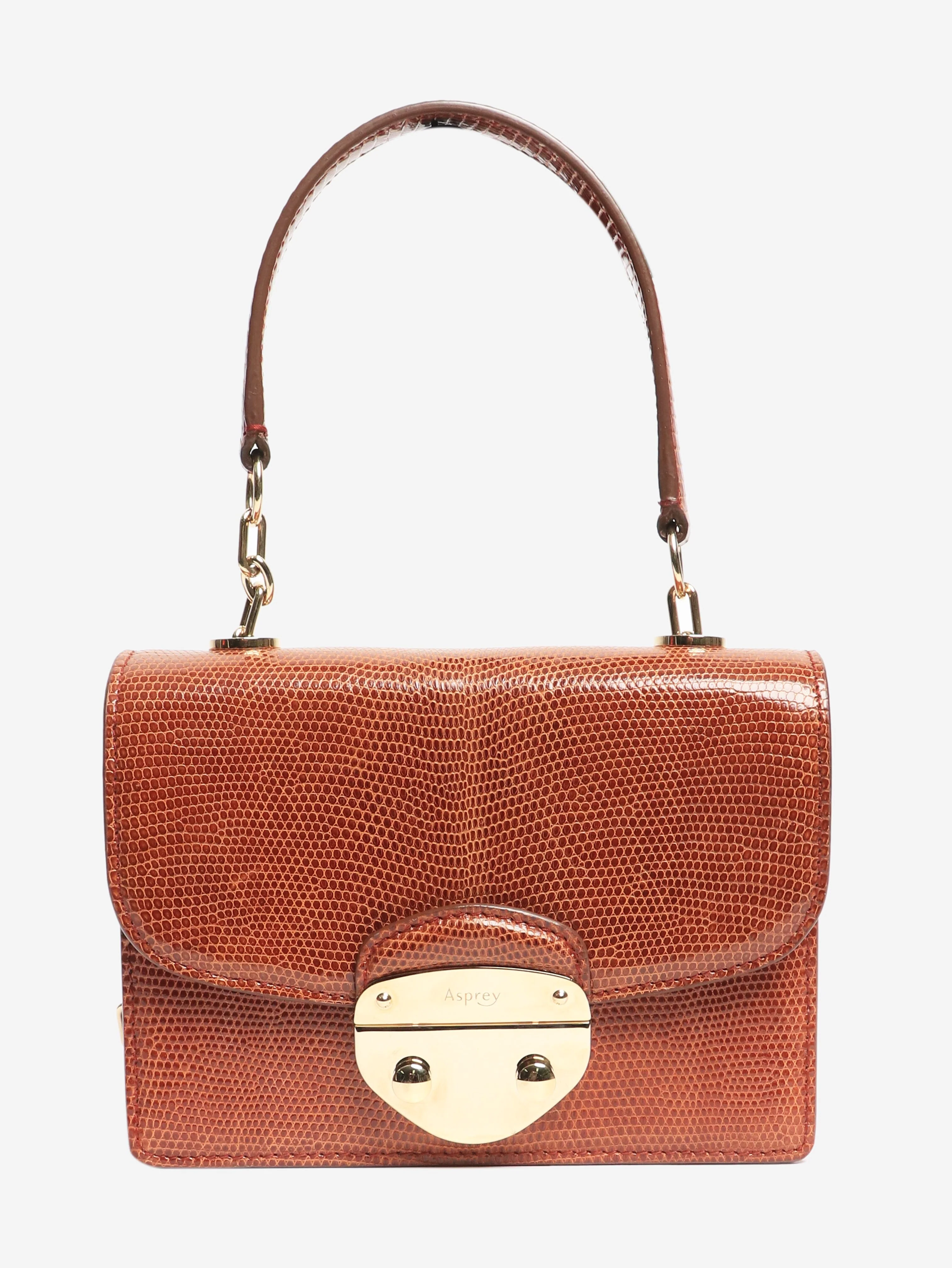 Brown lizard mini morgan bag