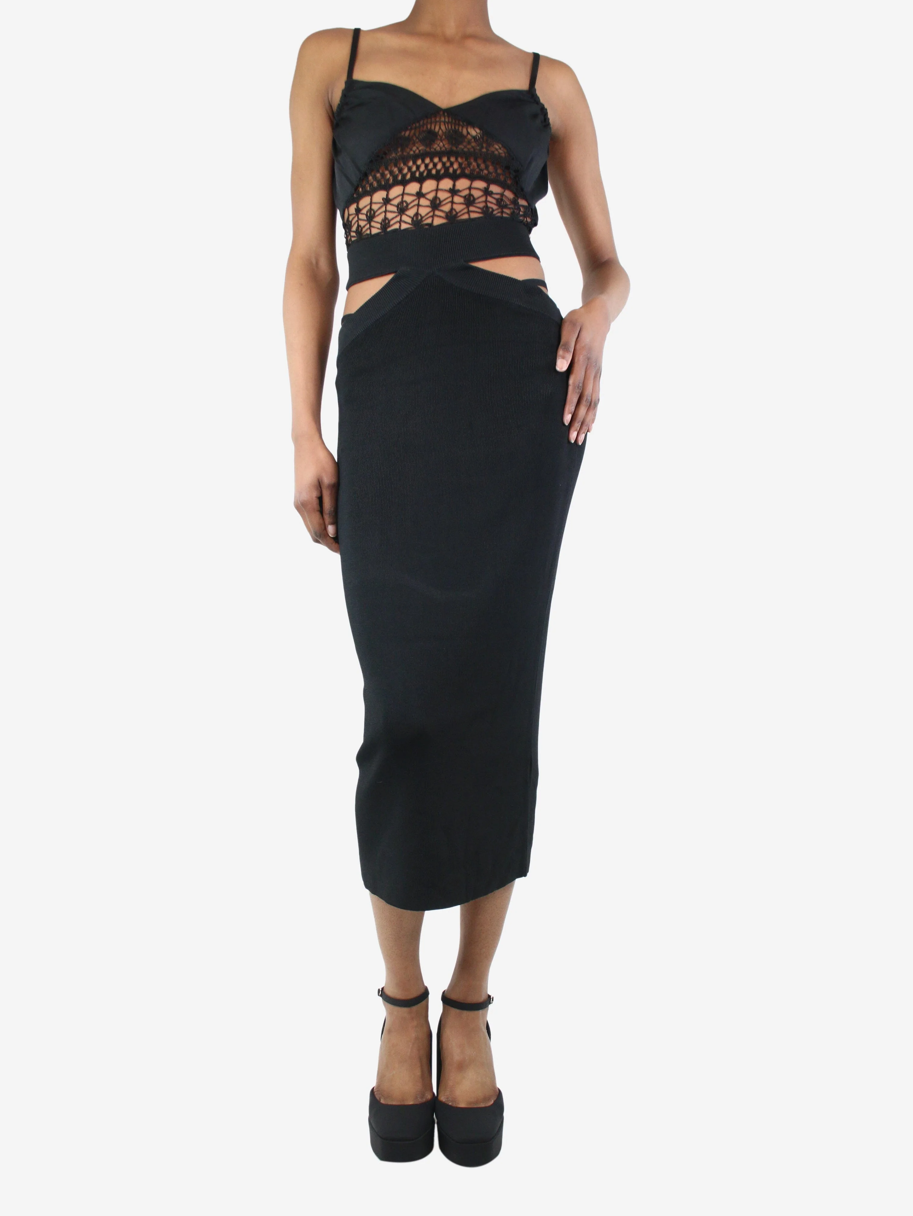 Black Keely knit midi dress - size S