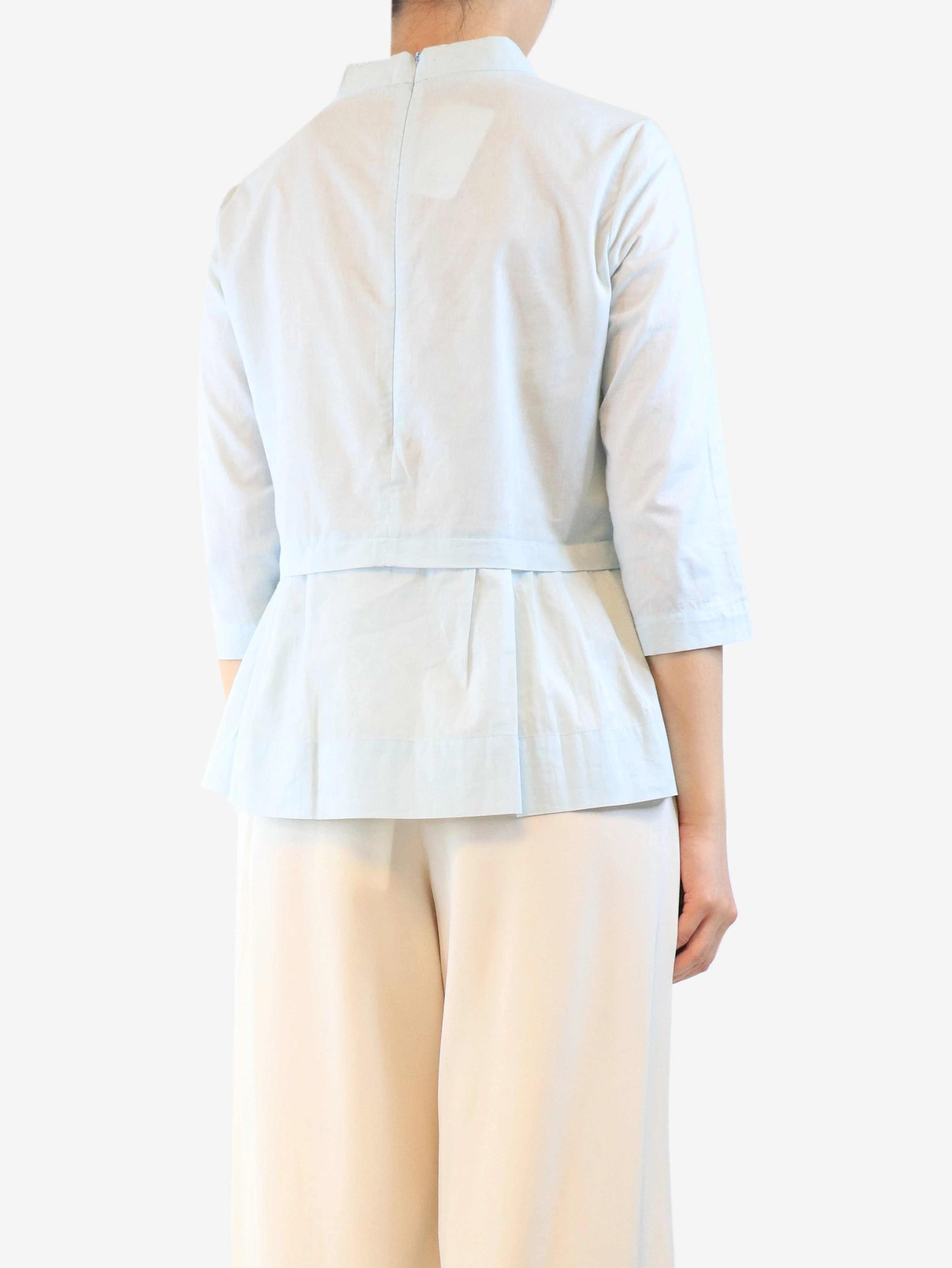 Baby blue cotton blouse - size UK 16 - Image 2