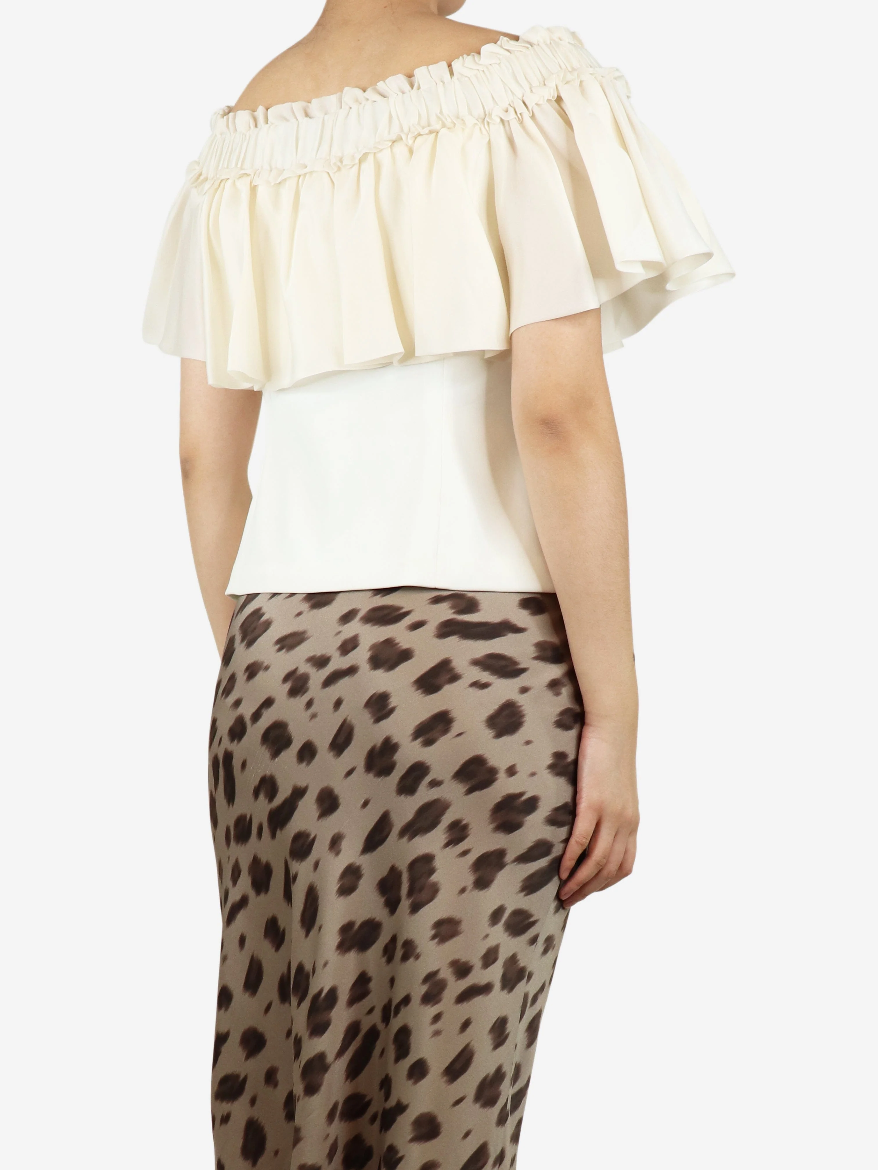 Cream off-shoulder frill top - size UK 12 - Image 2