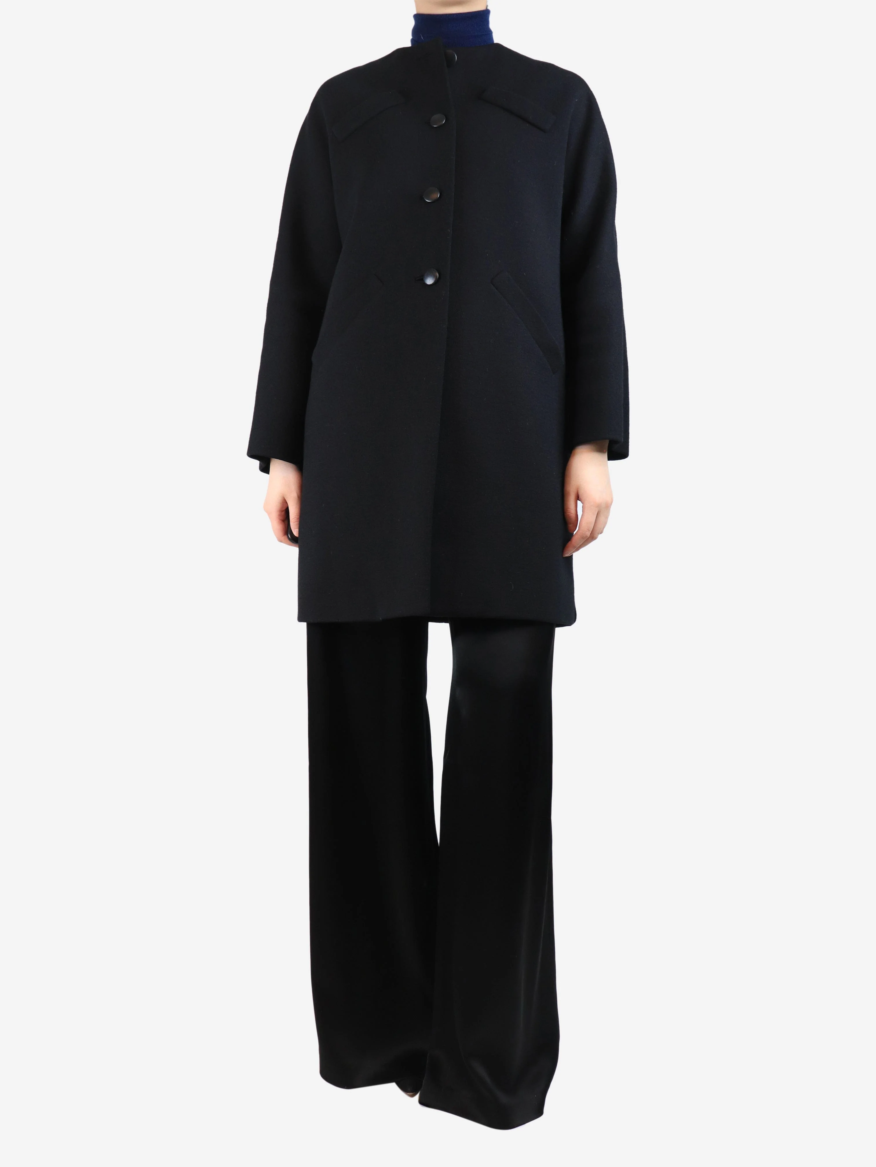 Black wool coat - size UK 8