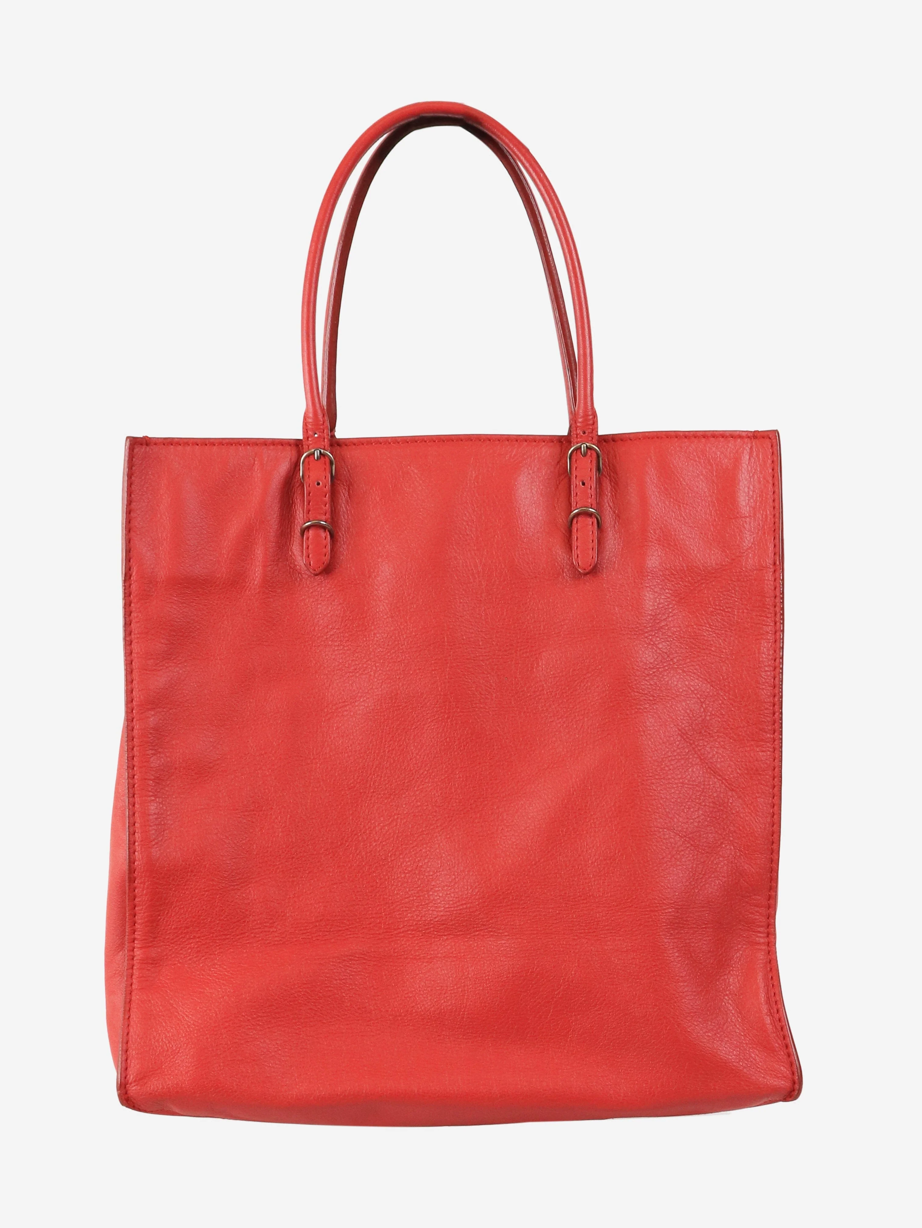 Red Papier leather tote bag - Image 3