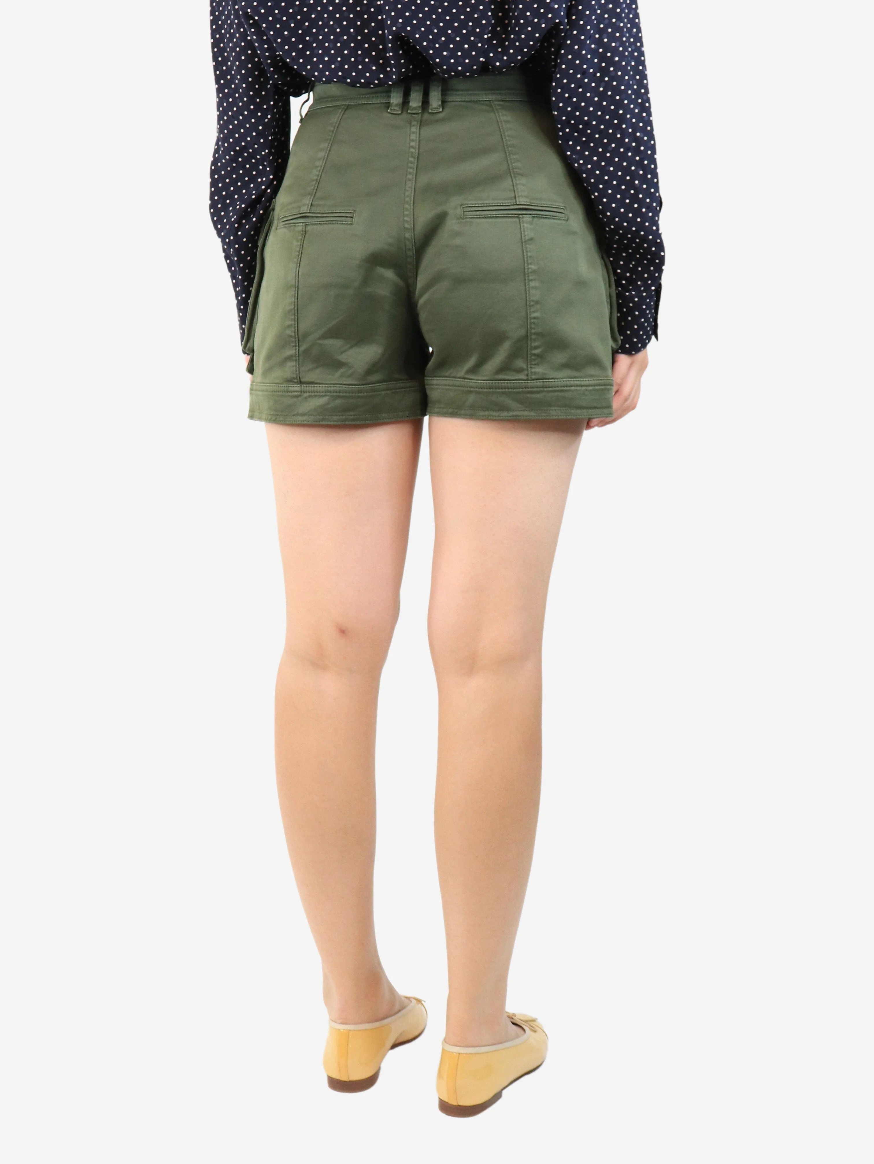 Green cargo shorts - size UK 10 - Image 3
