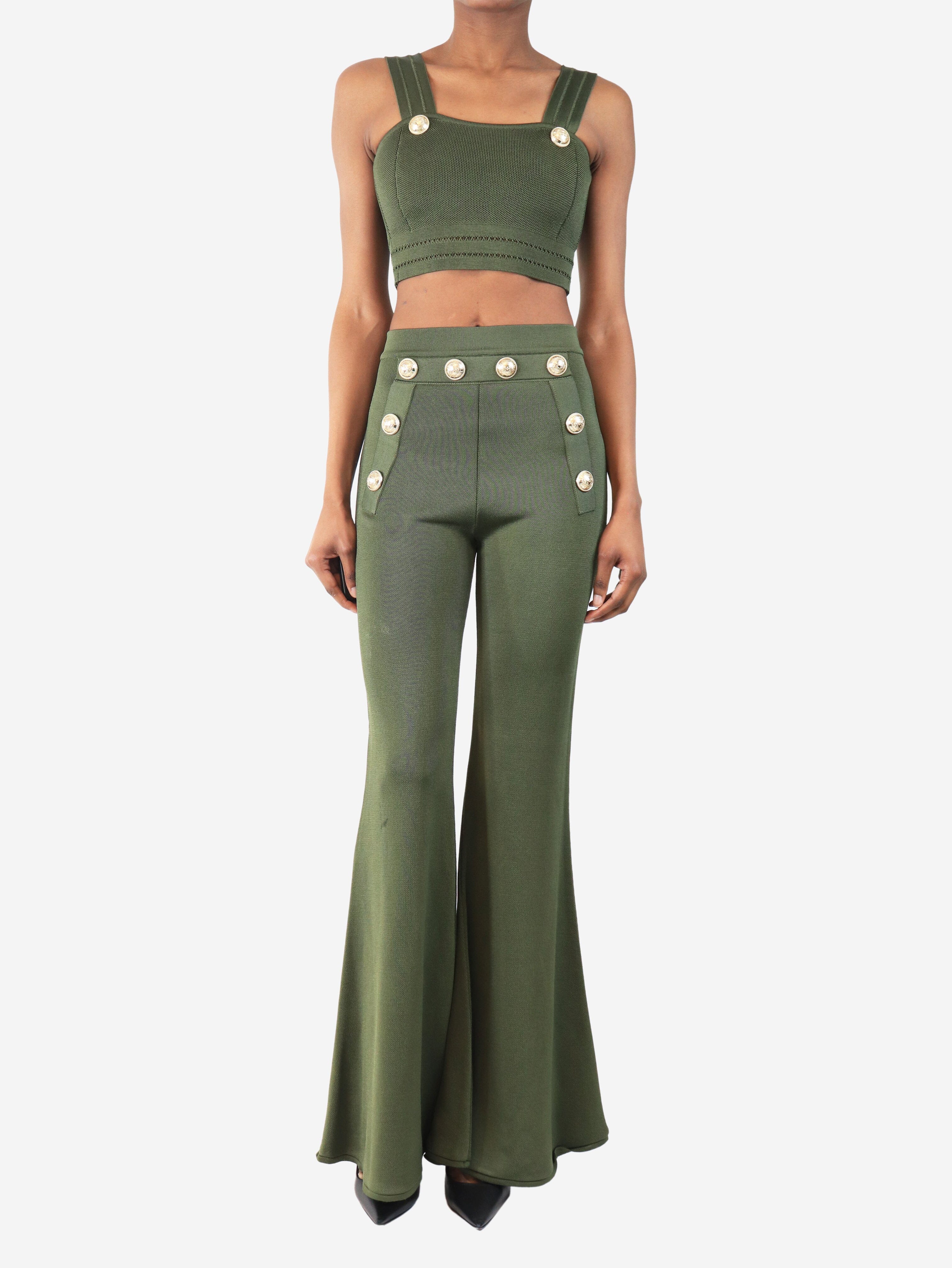 Green two piece knit top and trousers - size UK 6 - Image 3