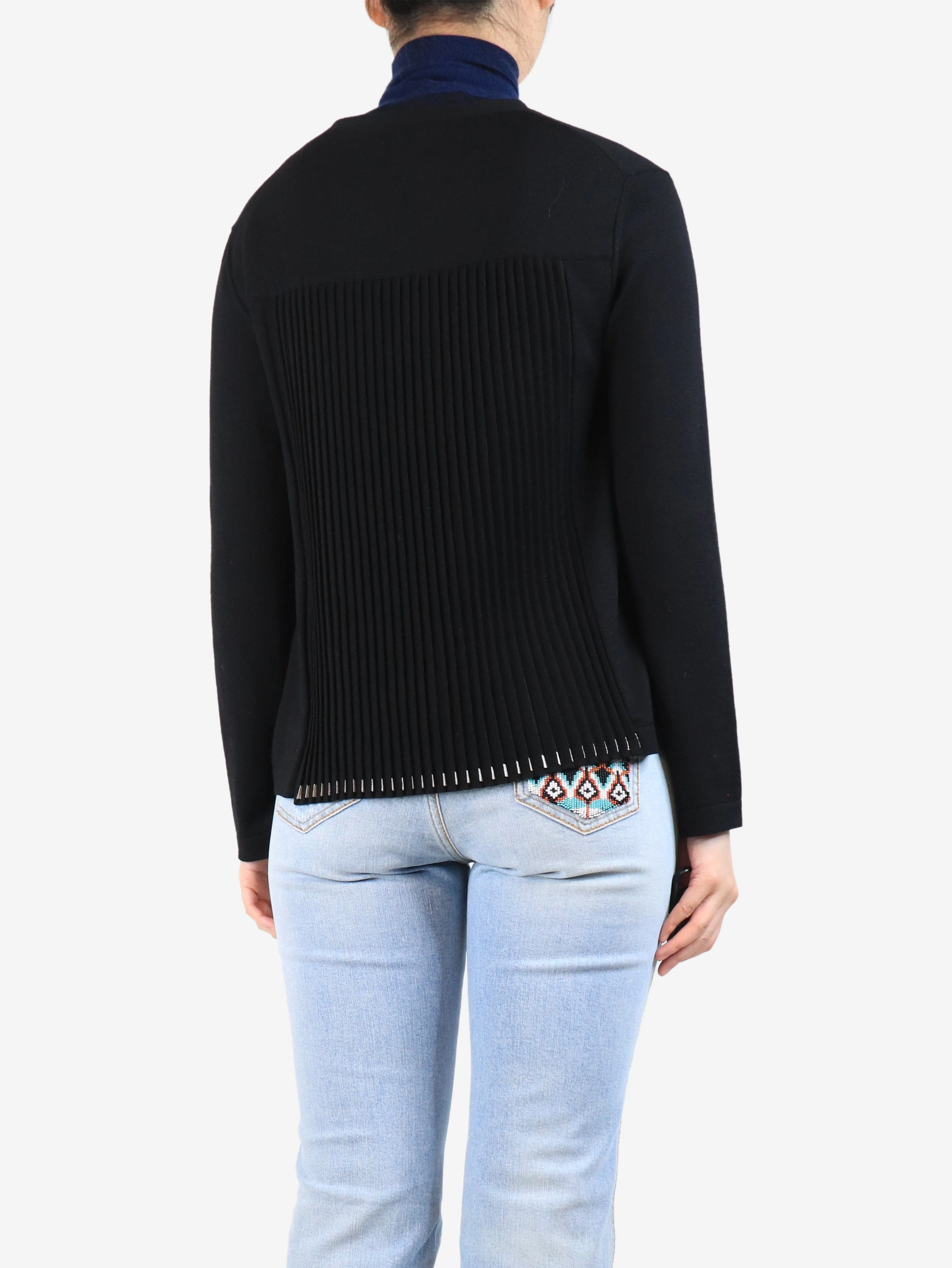 Black pleated-back cardigan - size M - Image 2