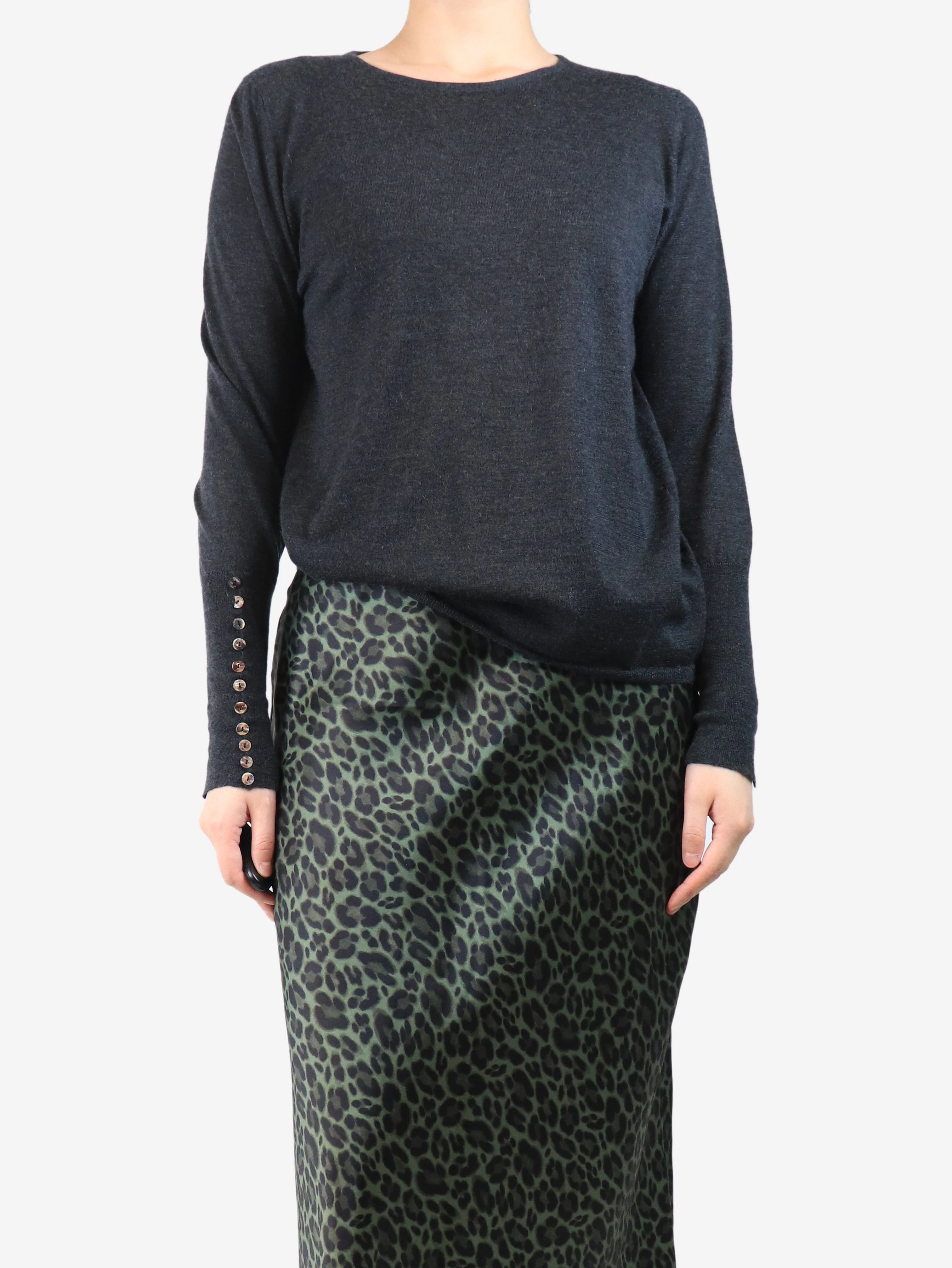 Charcoal grey knit top - size L - Image 3