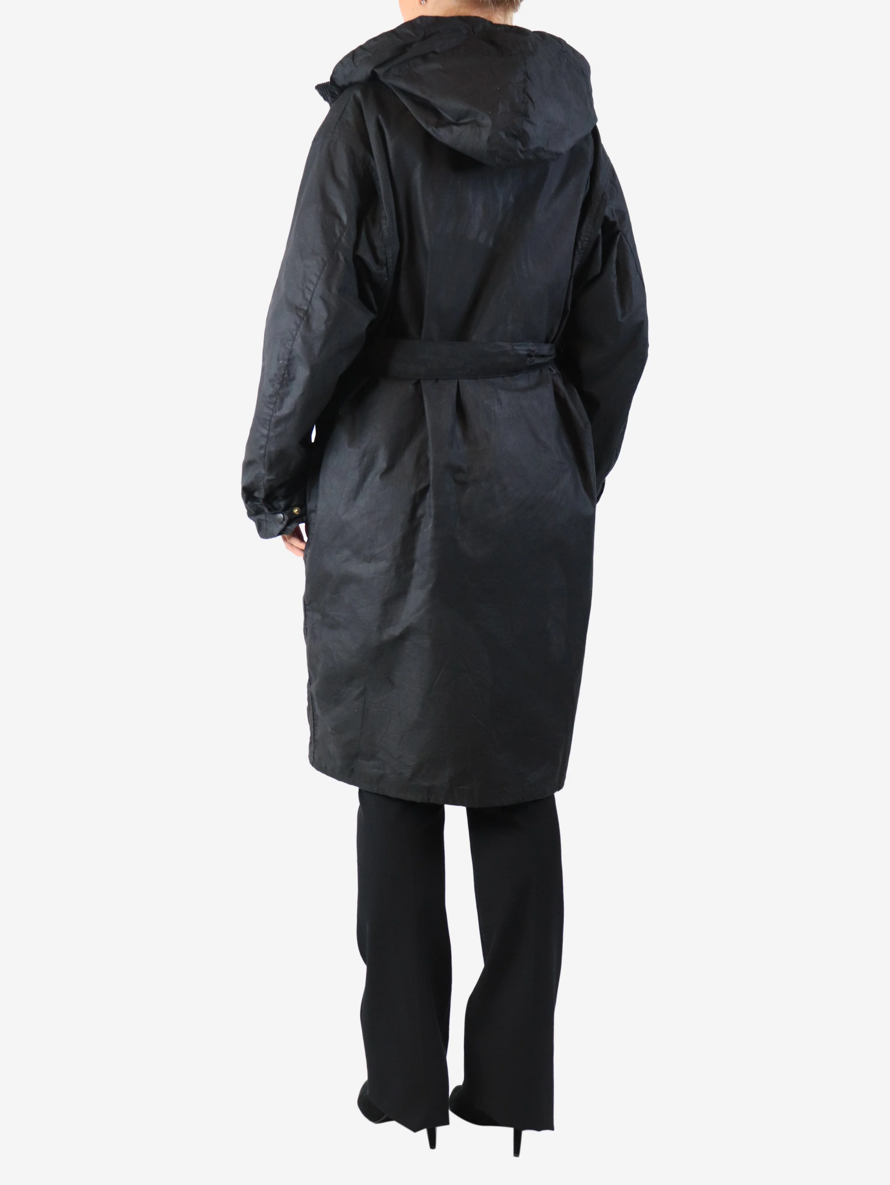 Black waxed parka - size UK 14 - Image 2