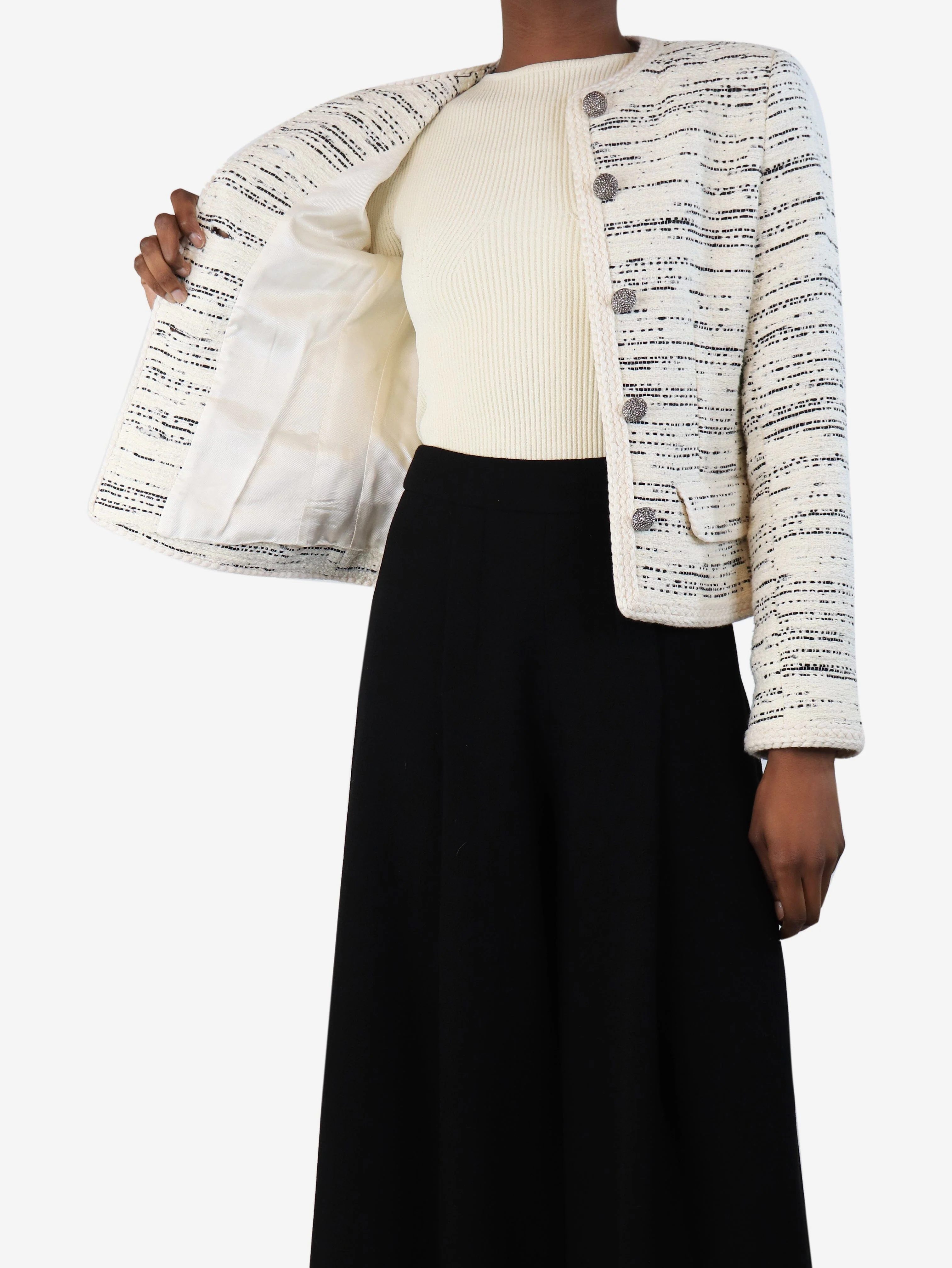 Ecru Roza tweed jacket - size UK 6 - Image 4