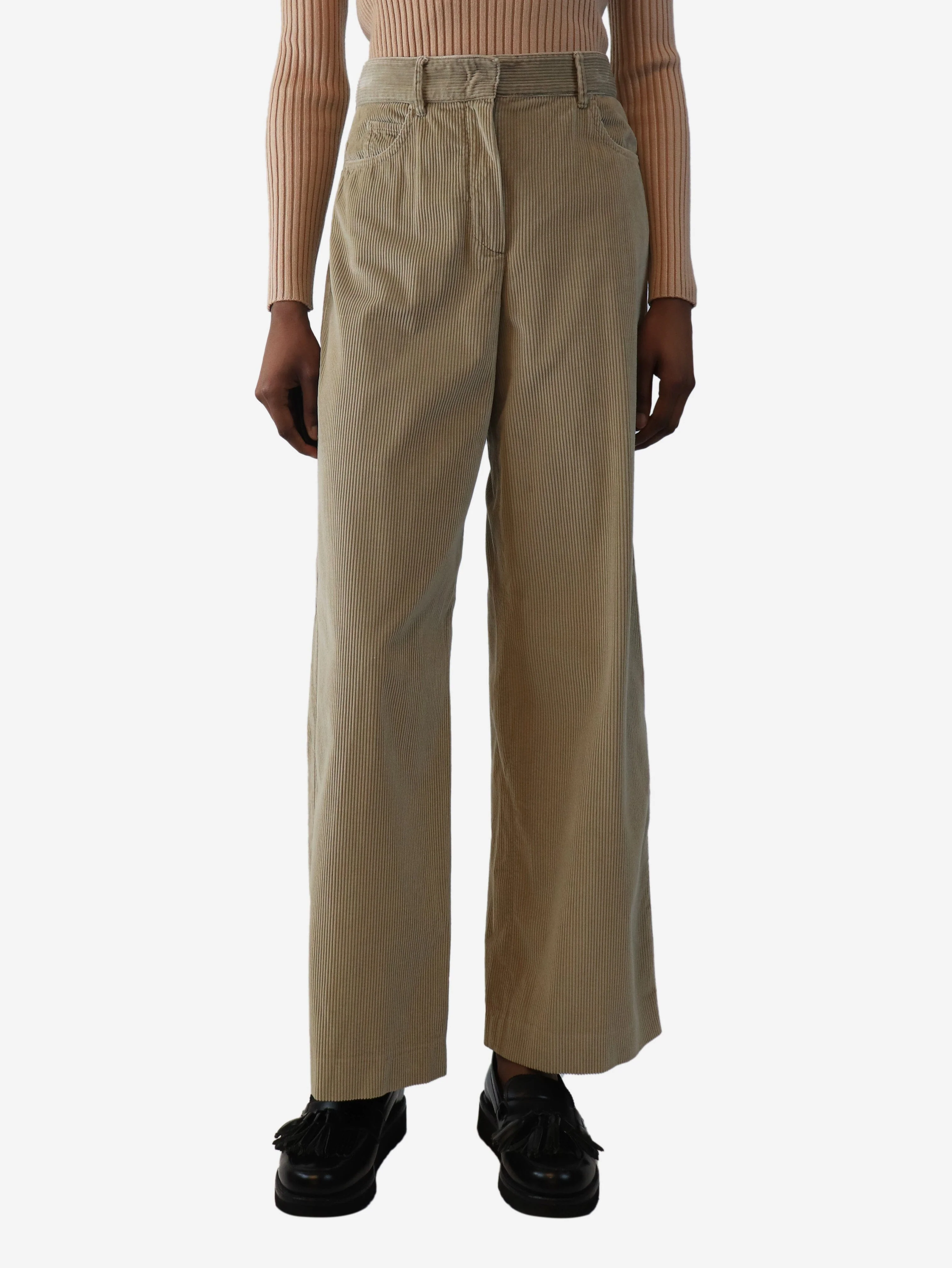 Beige cord trousers - size UK 4
