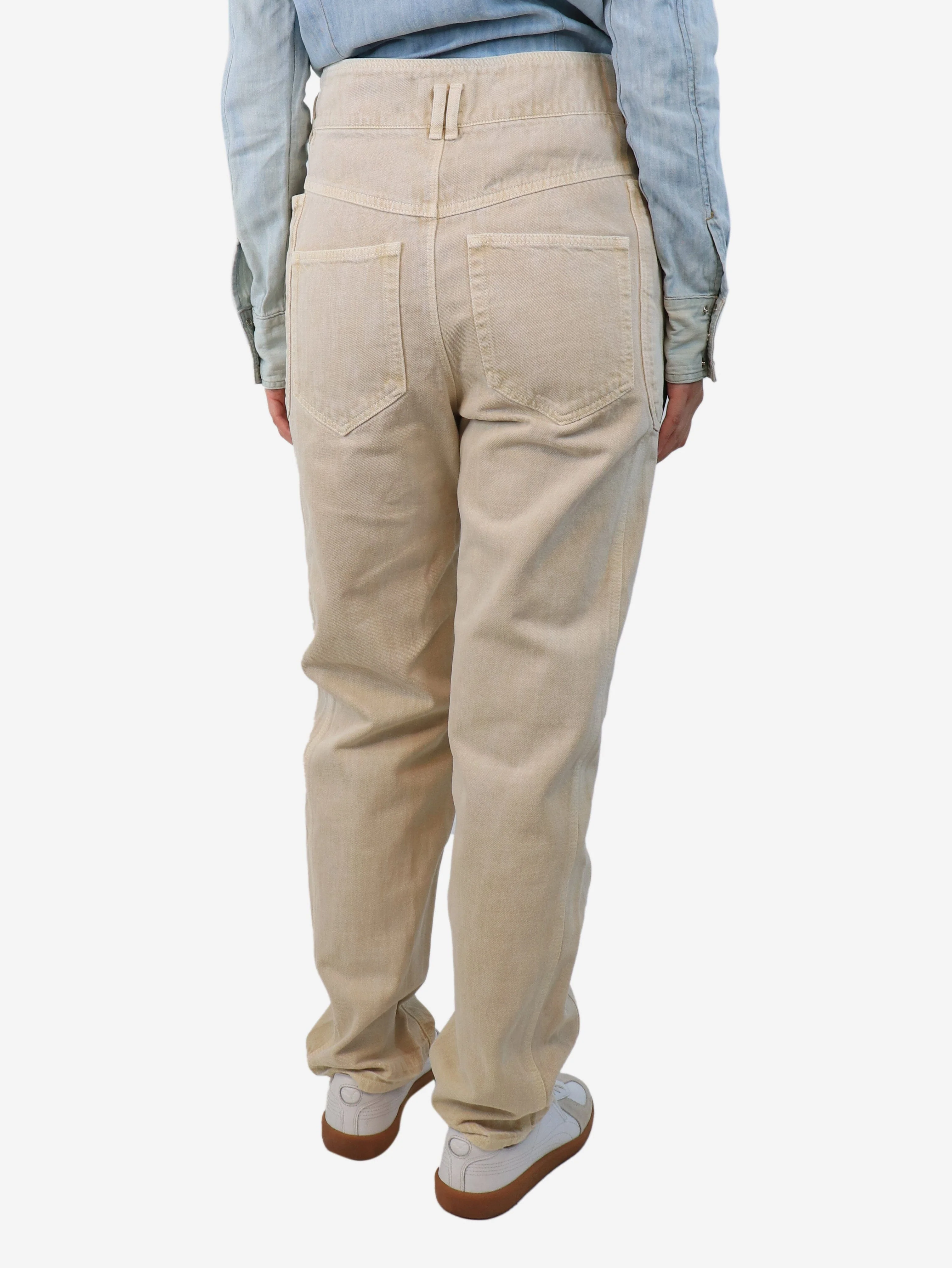 Beige high-waist denim trousers - UK 12 - Image 3