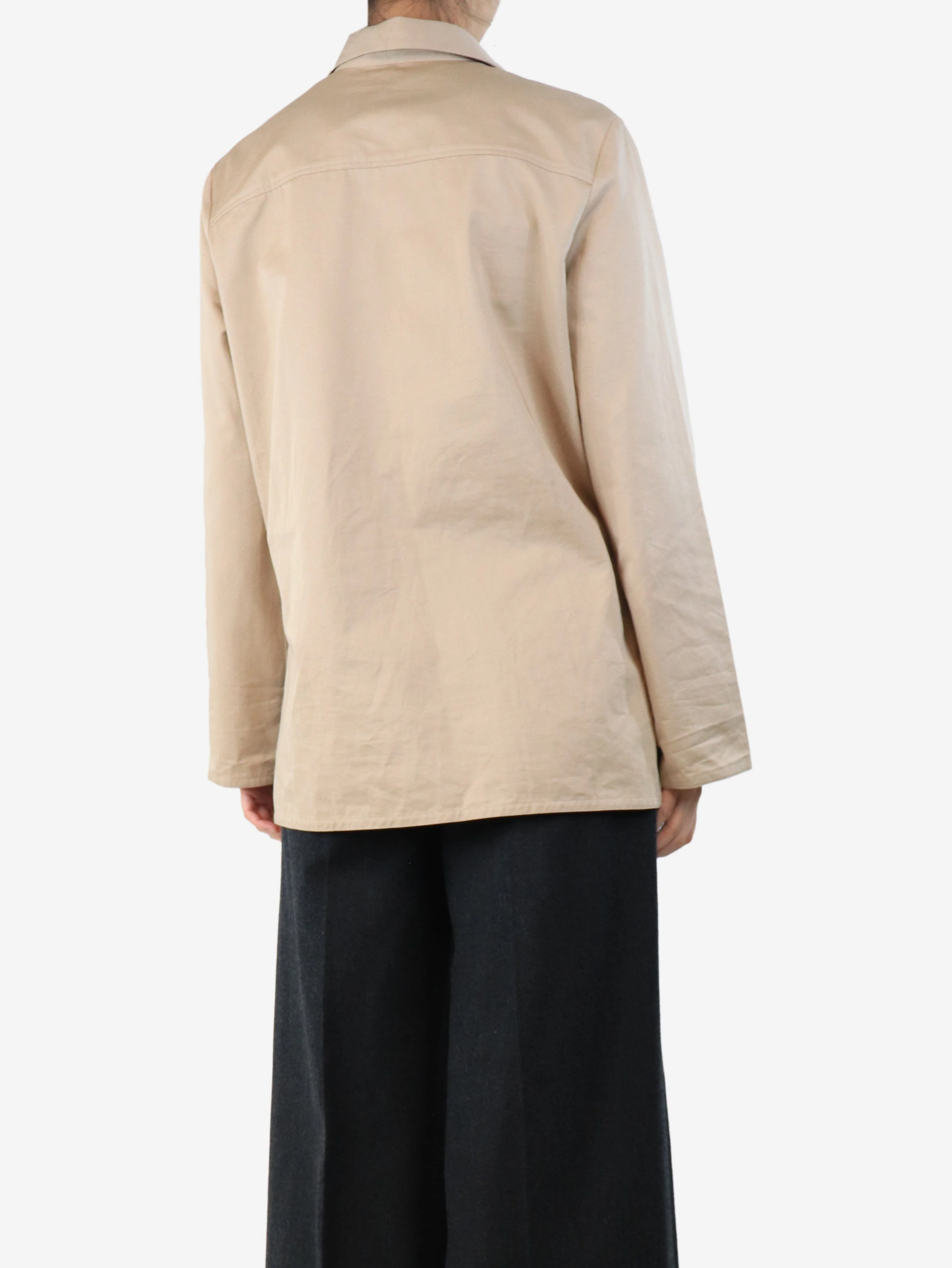 Beige oversized cotton shirt - size UK 8 - Image 2