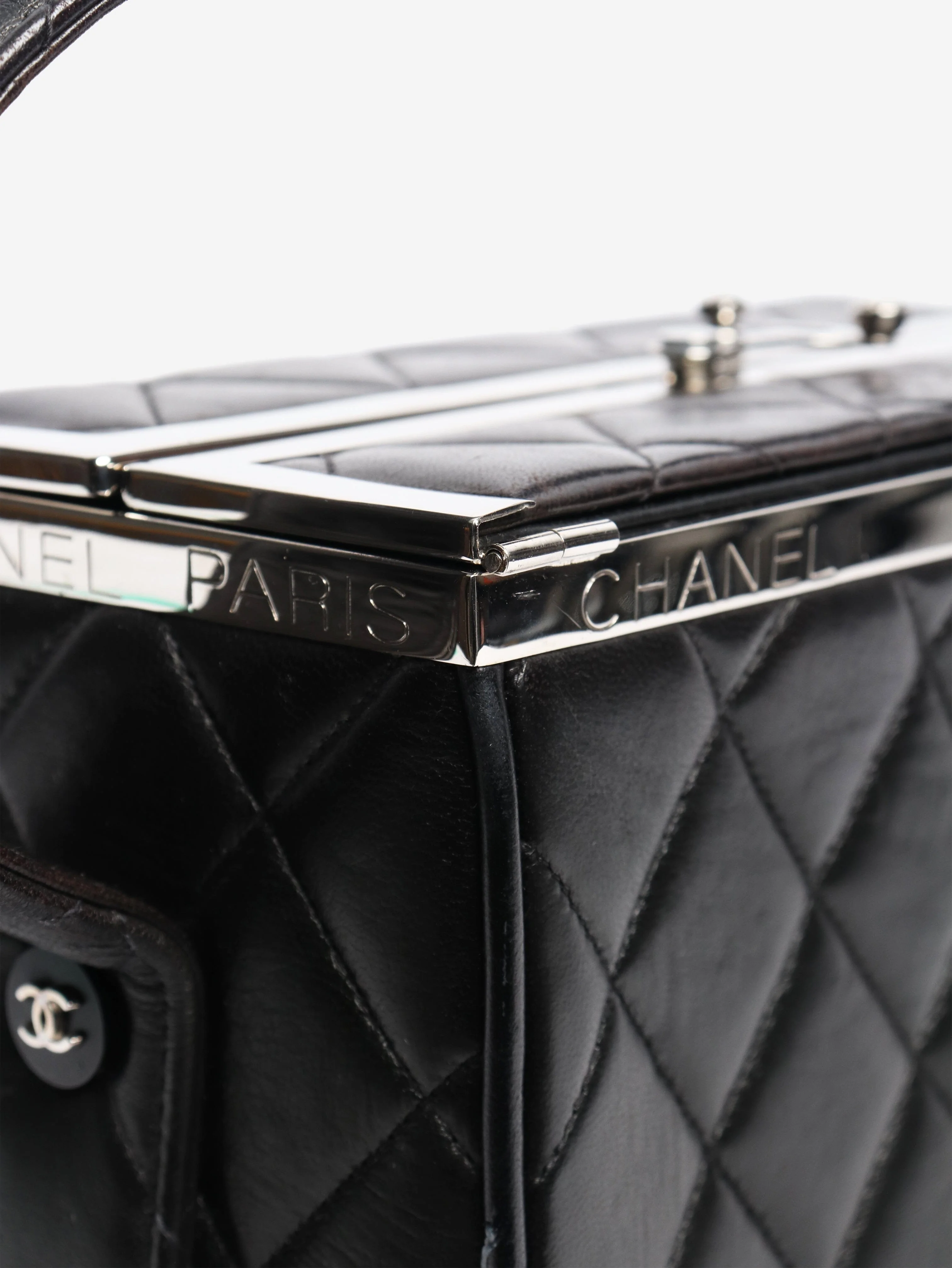 Black 1997 Vintage top handle vanity box bag - Image 5