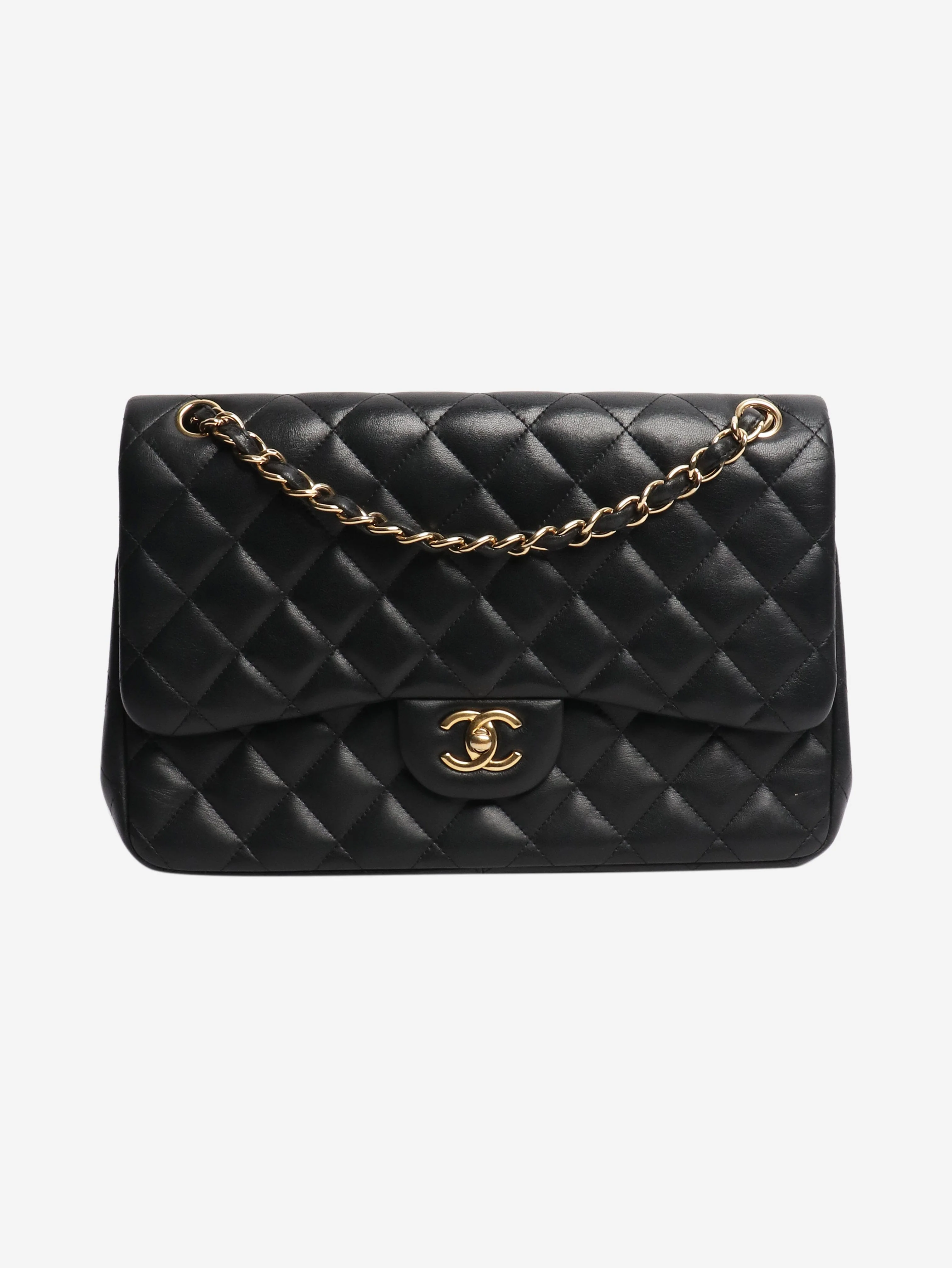 Black 2012 jumbo lambskin Classic Double Flap bag