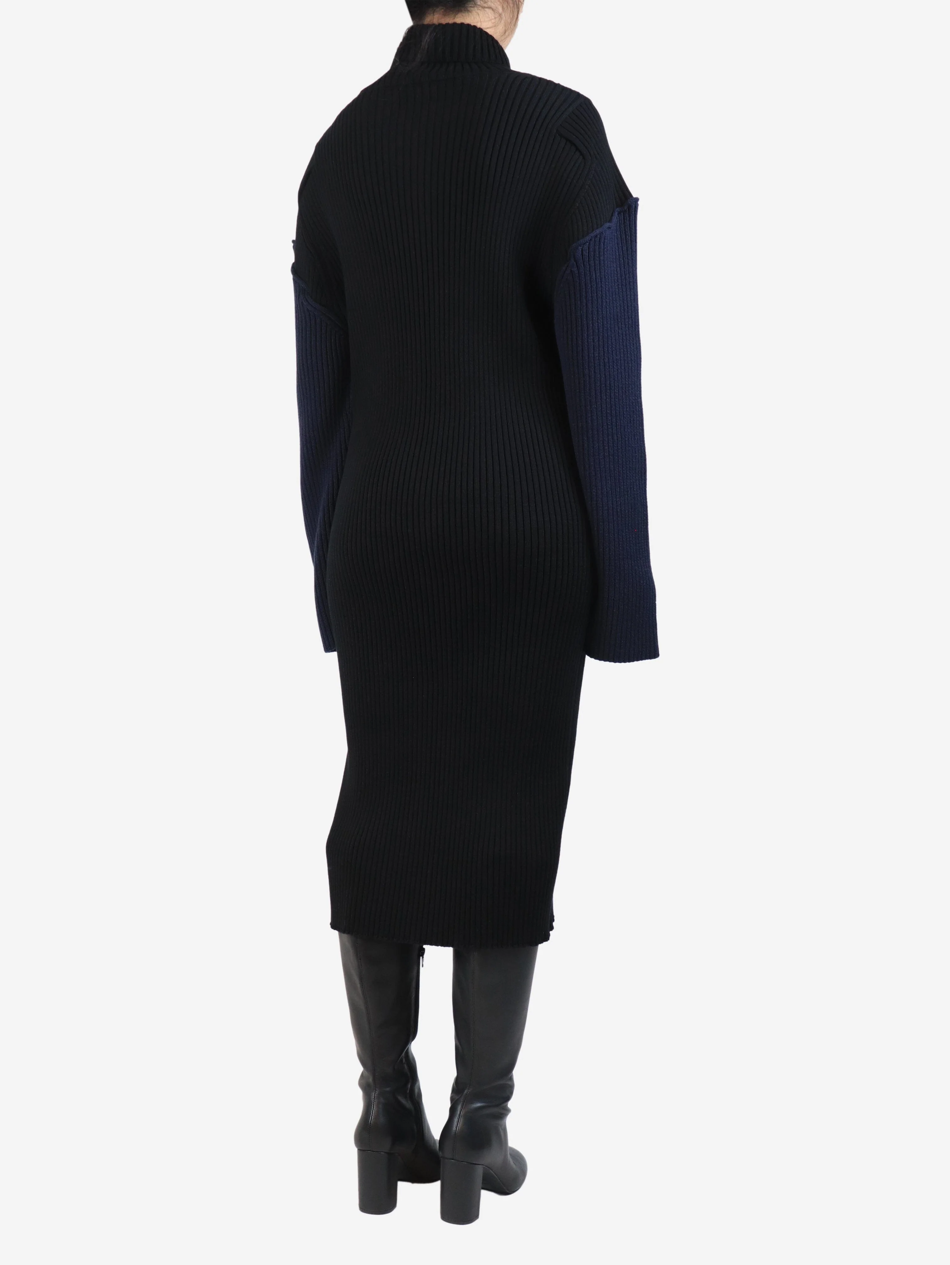 Black and navy ribbed knit dress - size S - Image 2