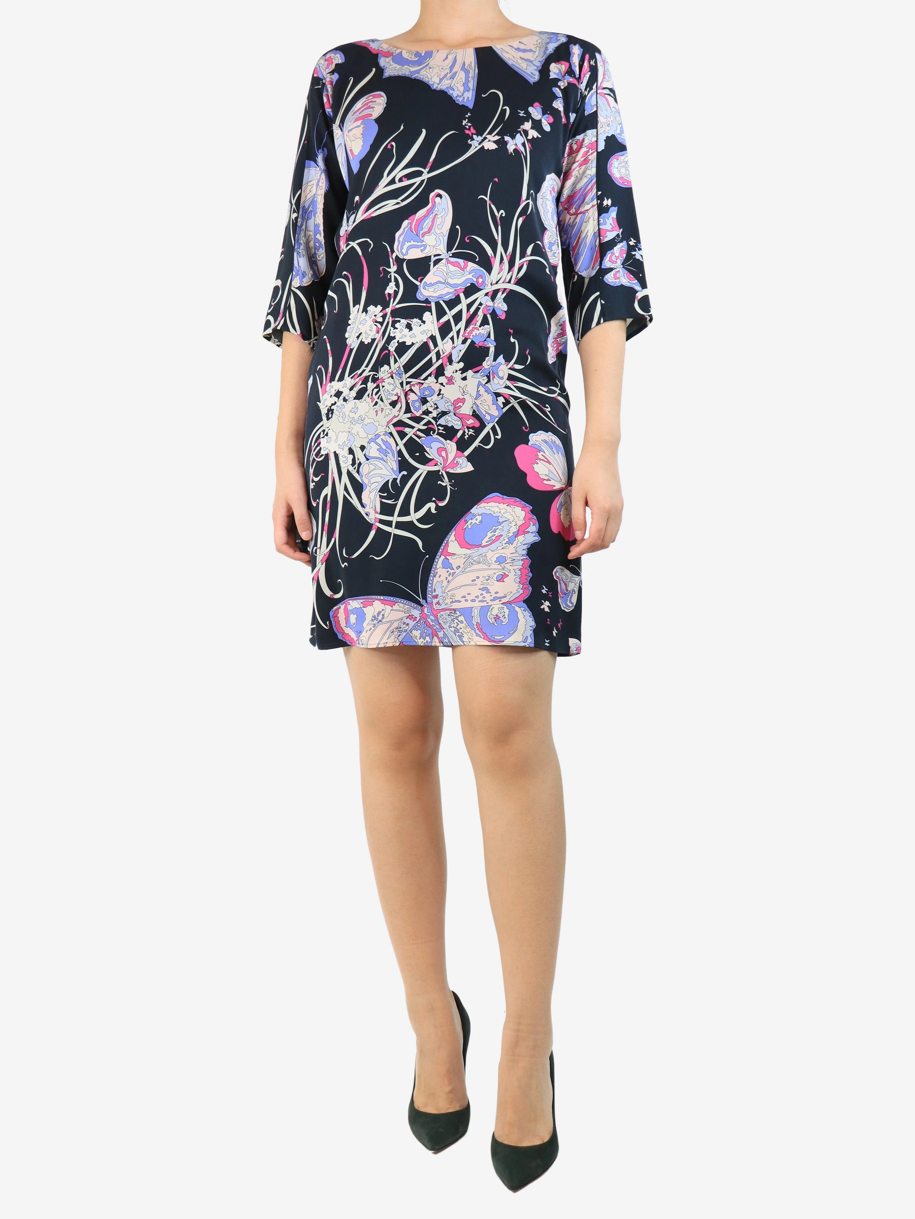 Black and purple butterfly printed dress