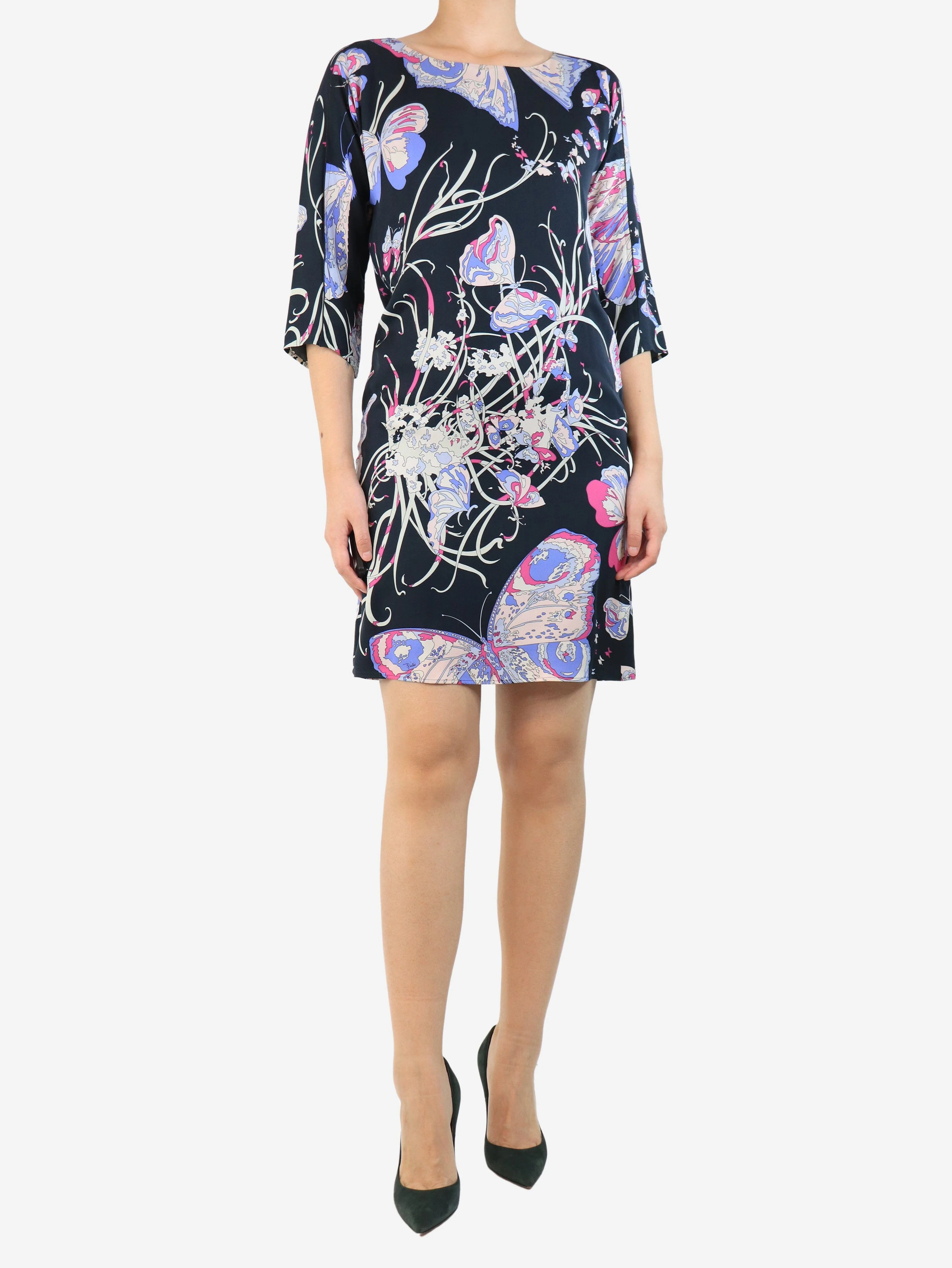 Black and purple butterfly printed dress - Image 3