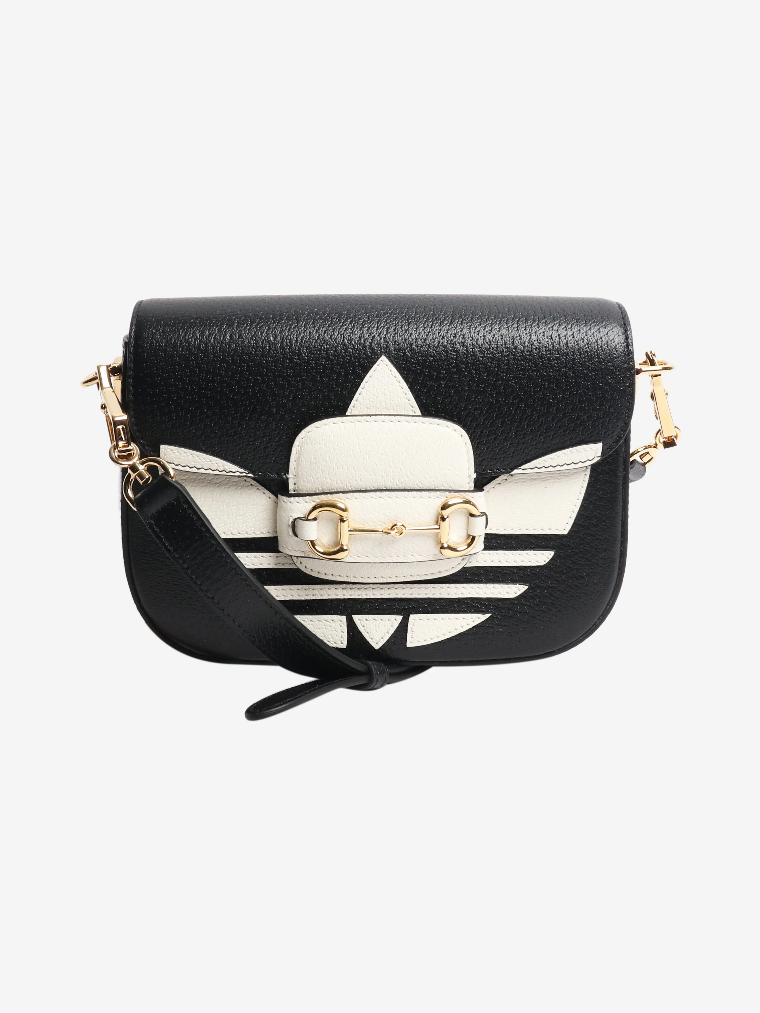 Black and white Horsebit 1955 leather bag