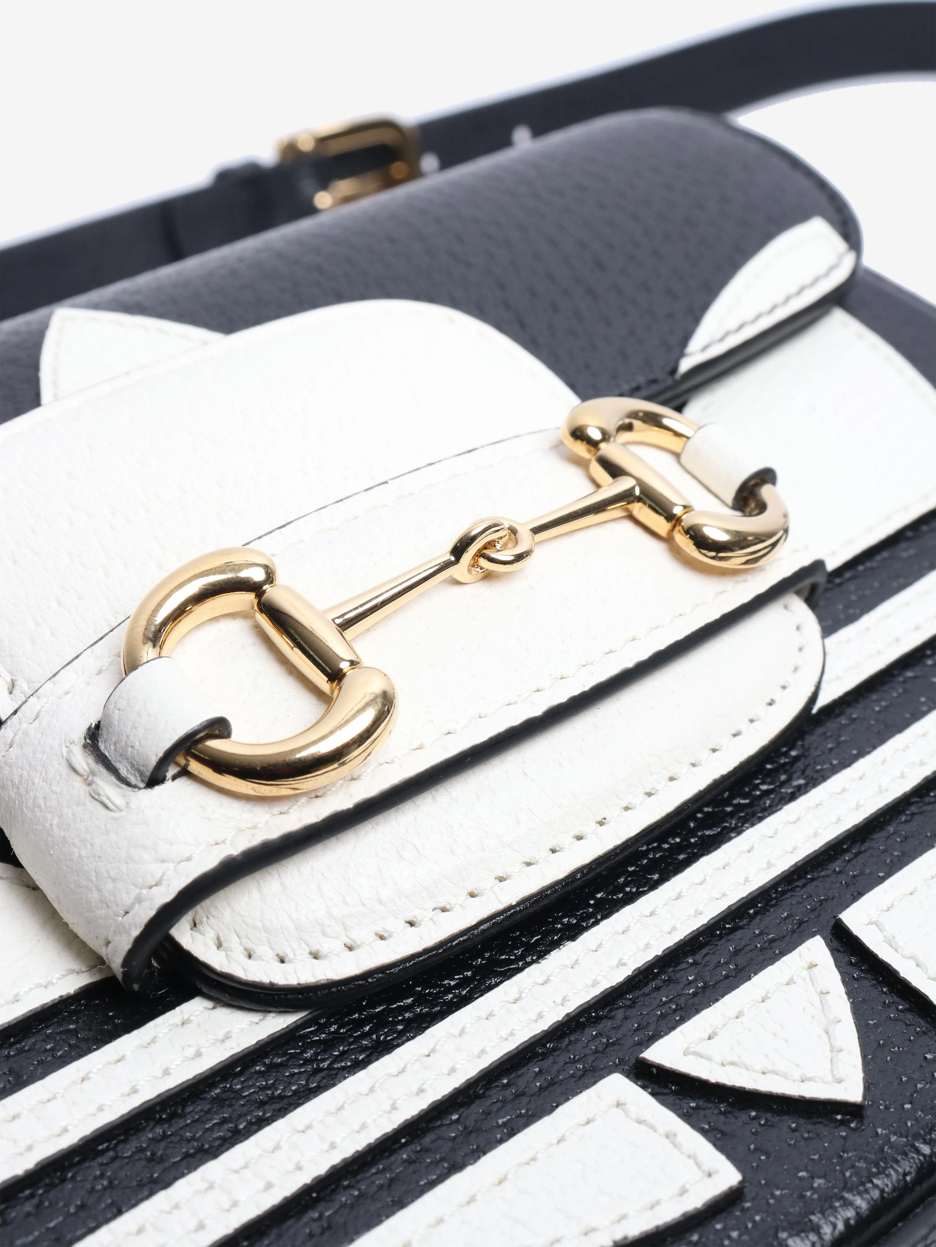 Black and white Horsebit 1955 leather bag - Image 5