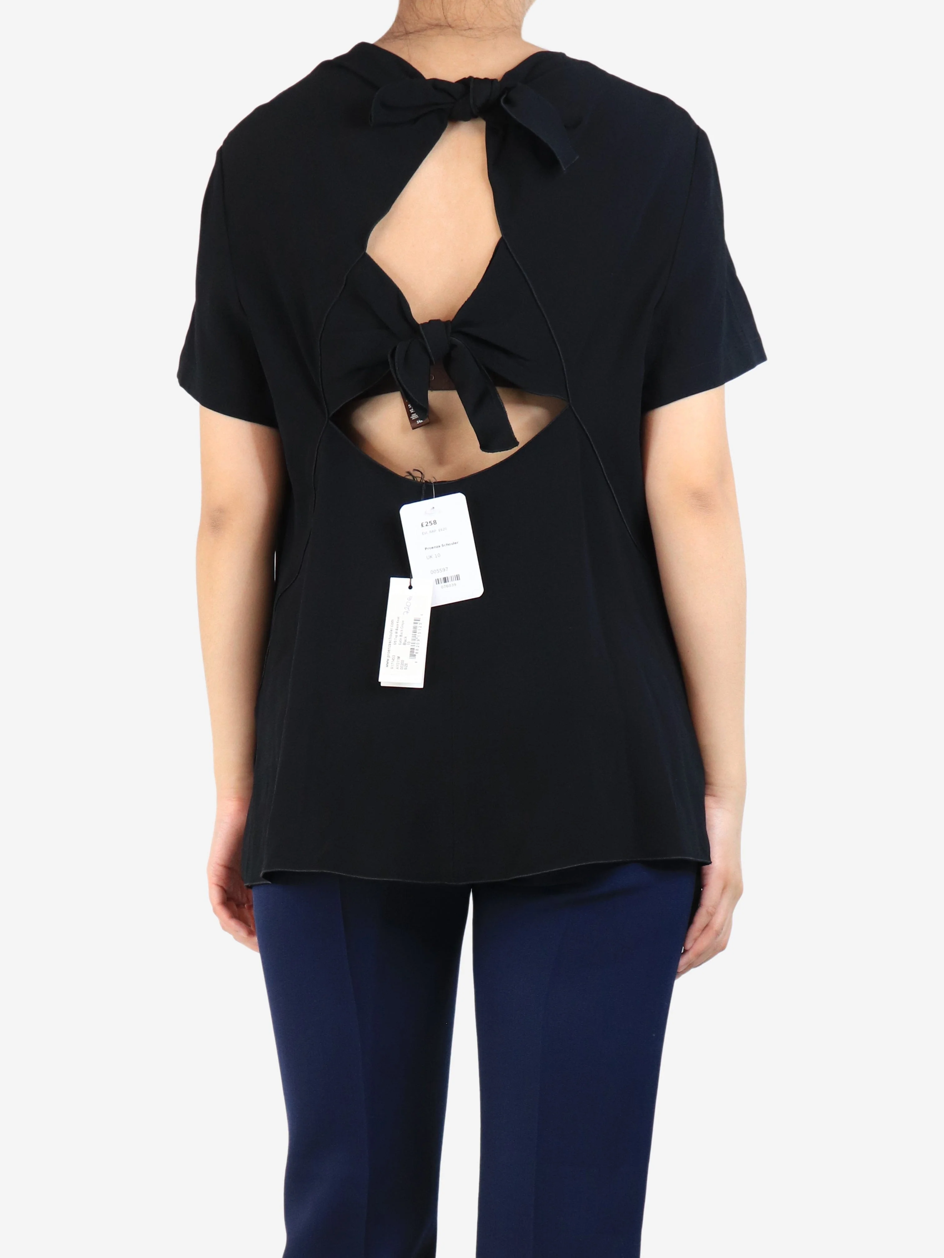 Black back knot crepe top - size UK 10 - Image 2