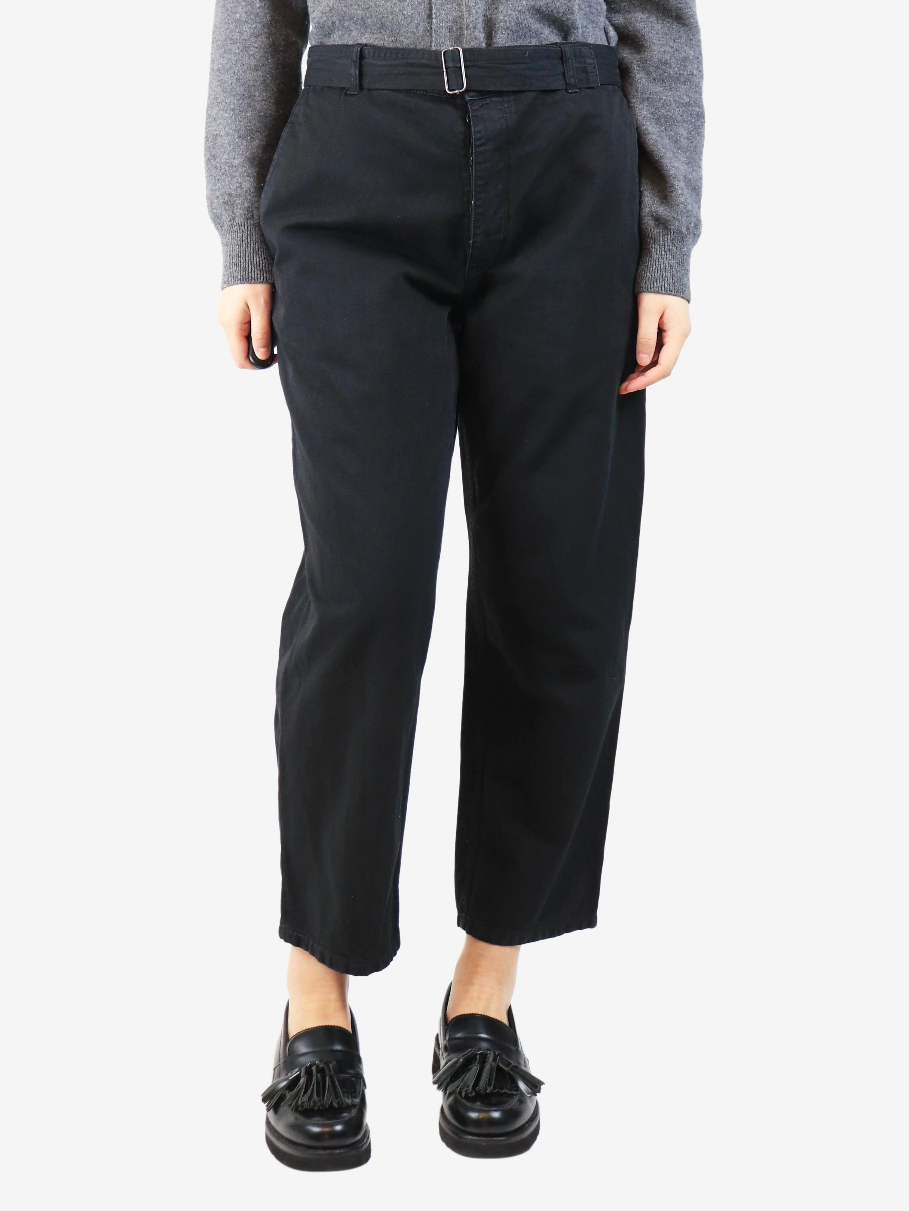 Black belted trousers - size W 32
