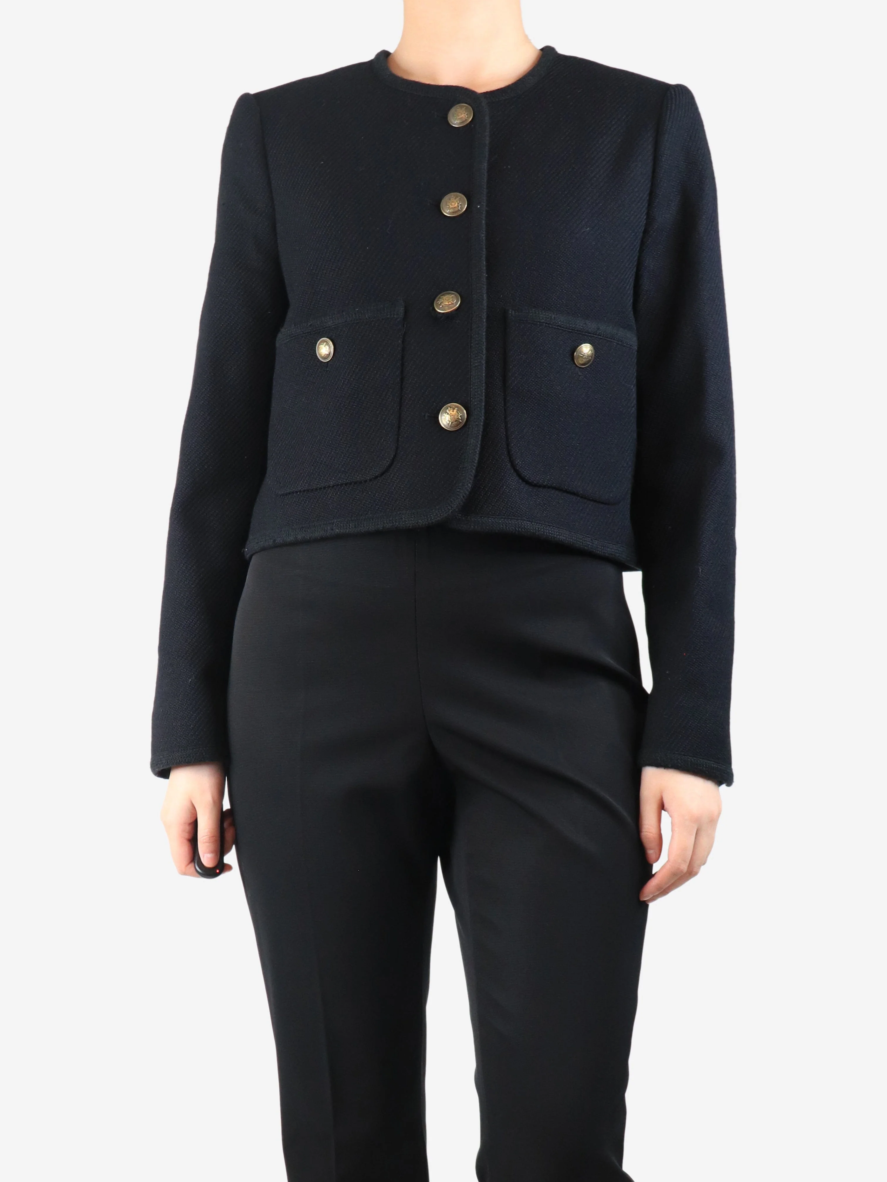 Black boucle jacket - size UK 14