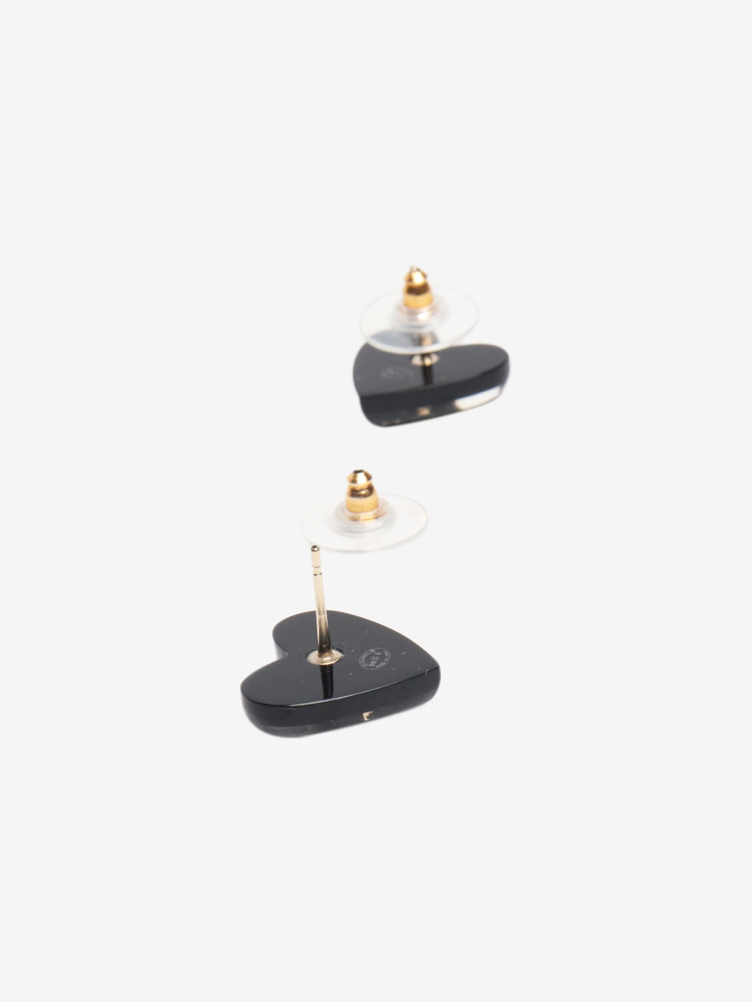 Black CC heart earrings - Image 2