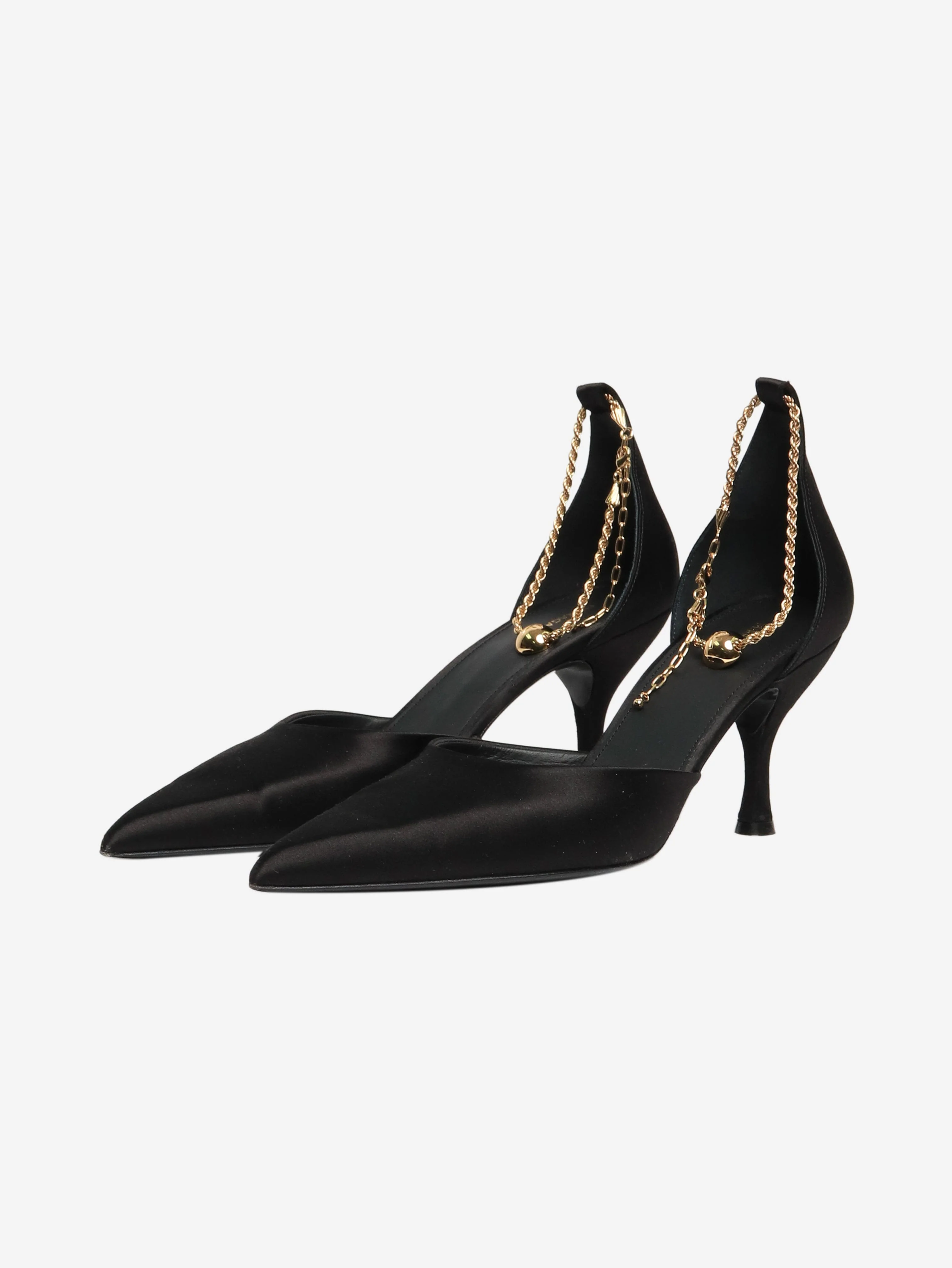 Black chain strap satin heels - size EU 41.5 - Image 2