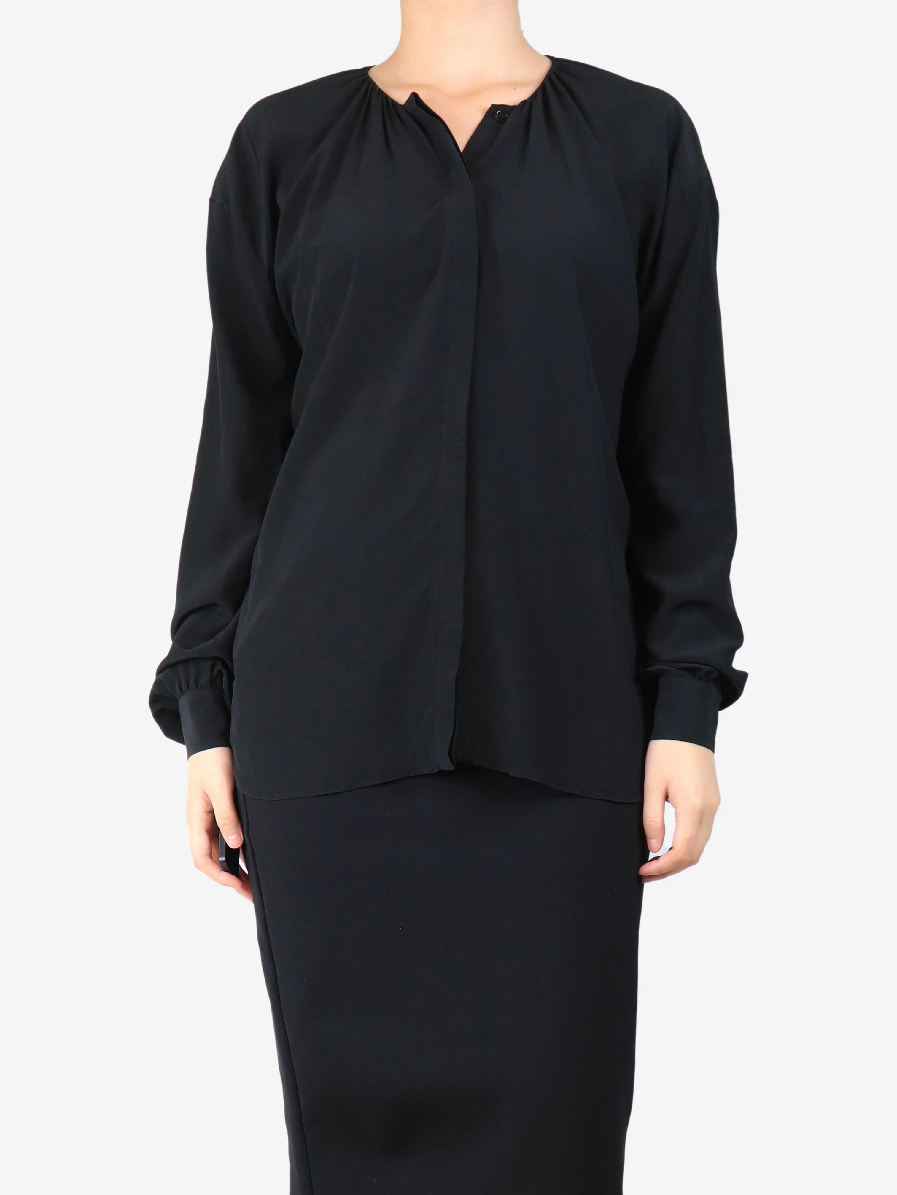 Black crepe blouse - size UK 10