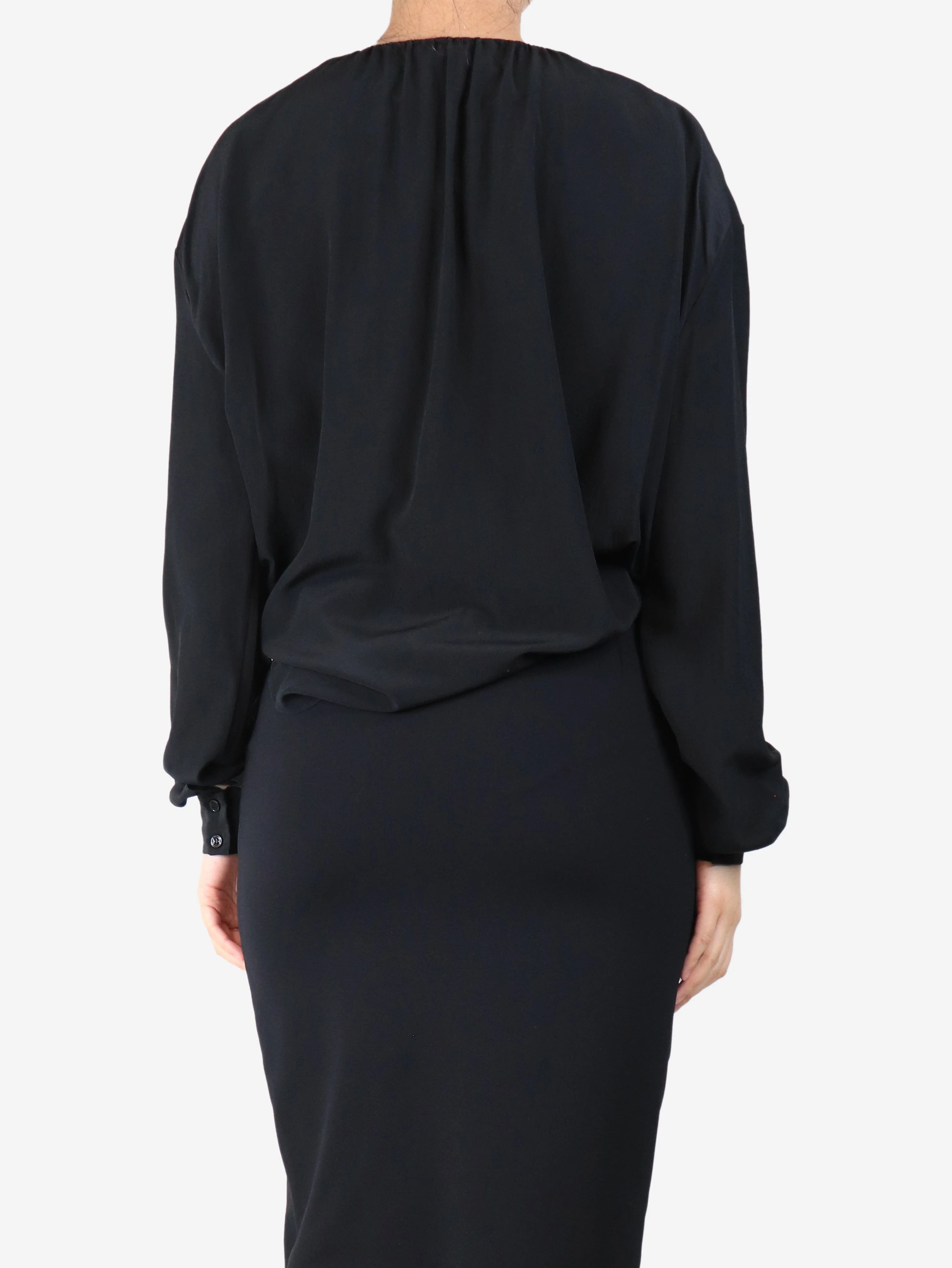 Black crepe blouse - size UK 10 - Image 2