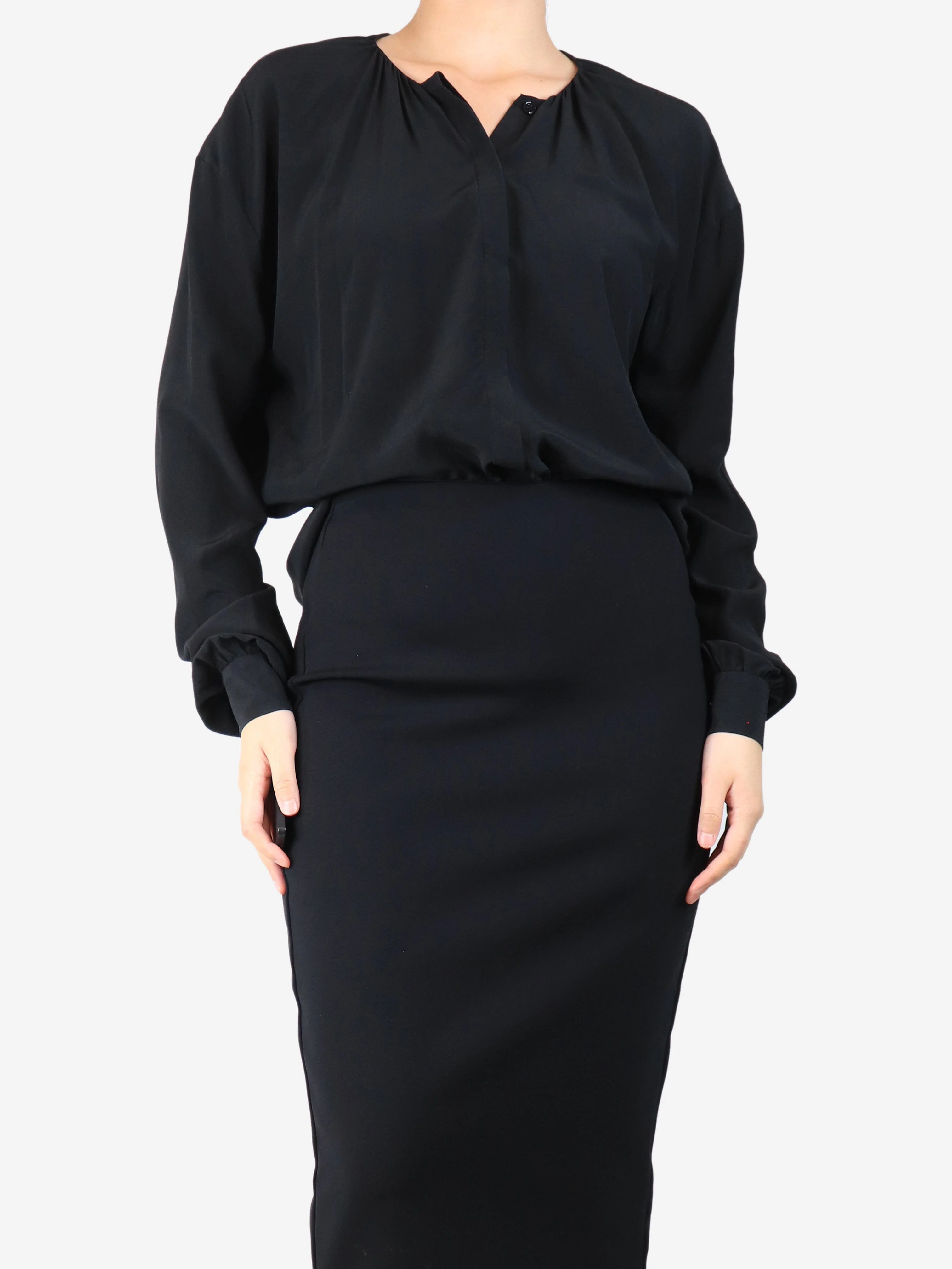 Black crepe blouse - size UK 10 - Image 3