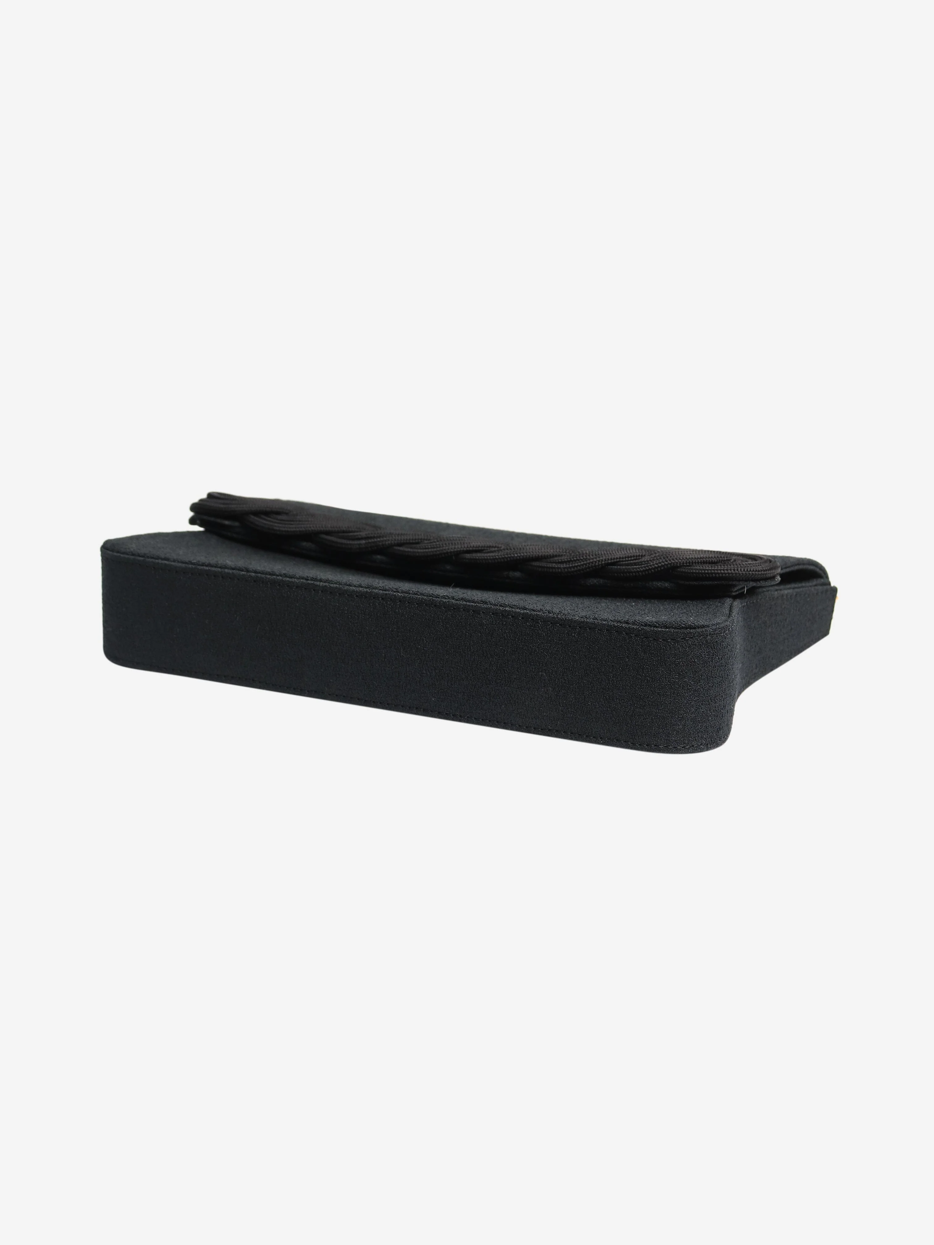 Black crepe clutch bag with braided passementerie - Image 6