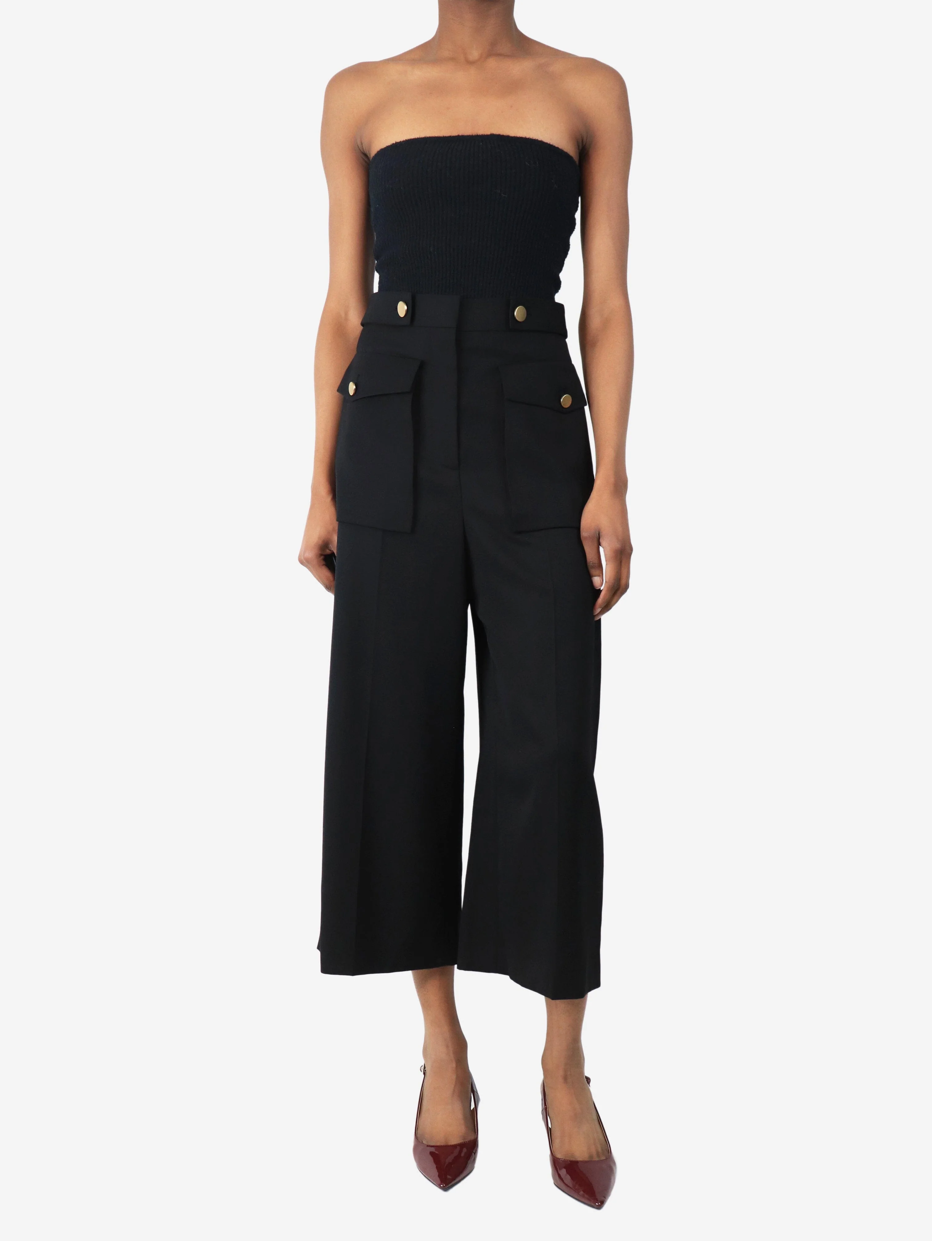 Black cropped wool trousers - size UK 8 - Image 2