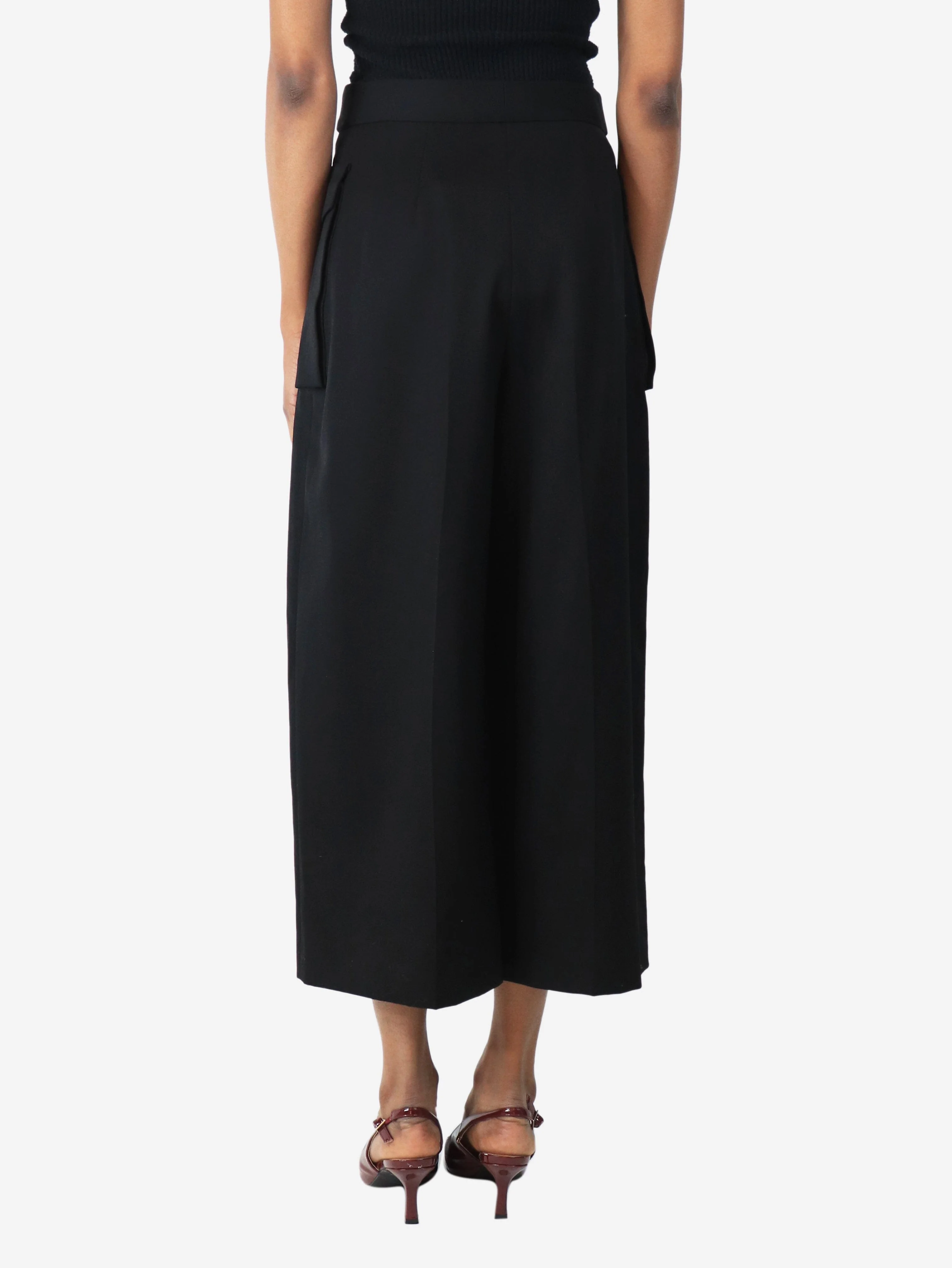 Black cropped wool trousers - size UK 8 - Image 3