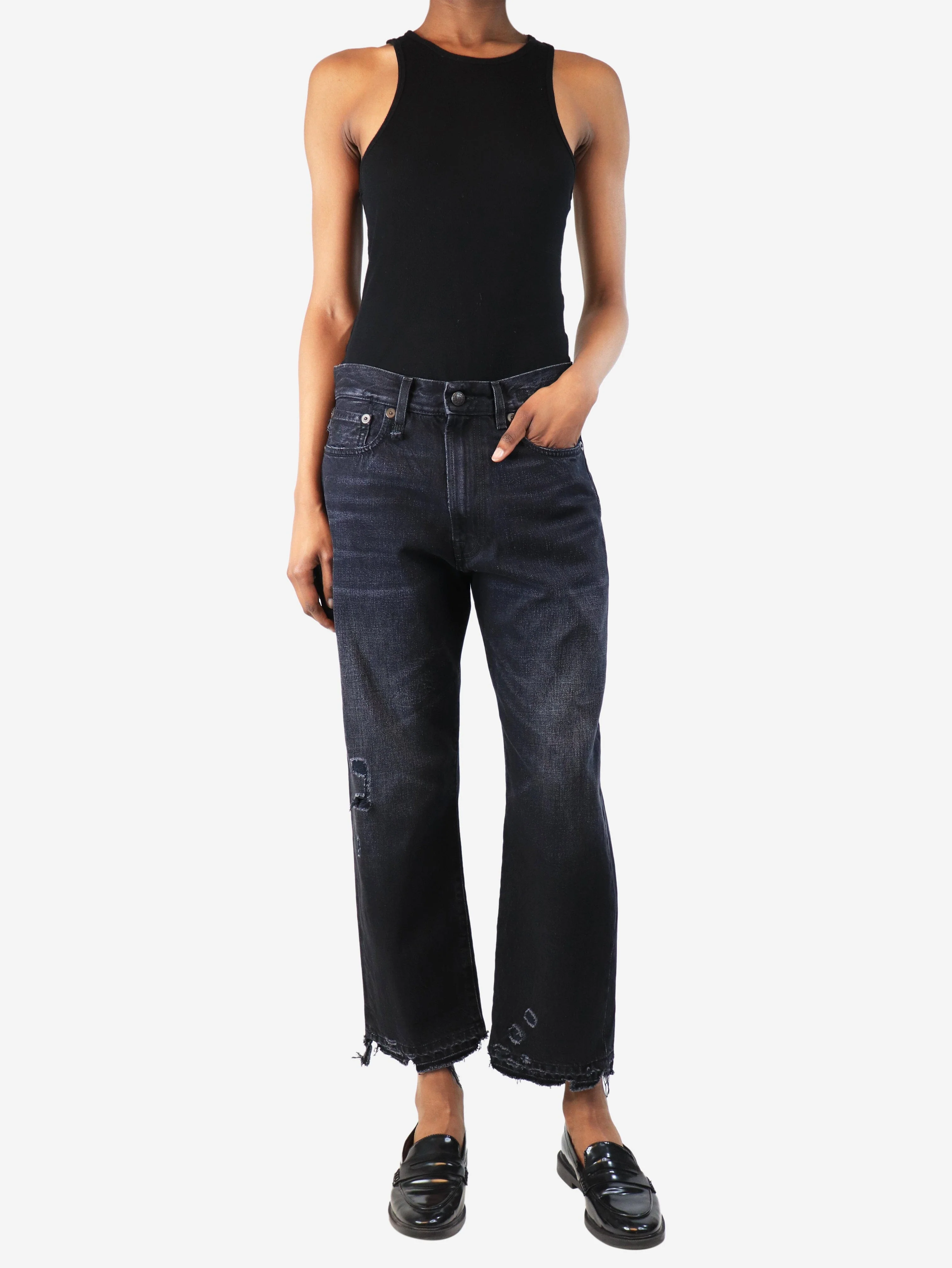 Black distressed jeans - size UK 8 - Image 2