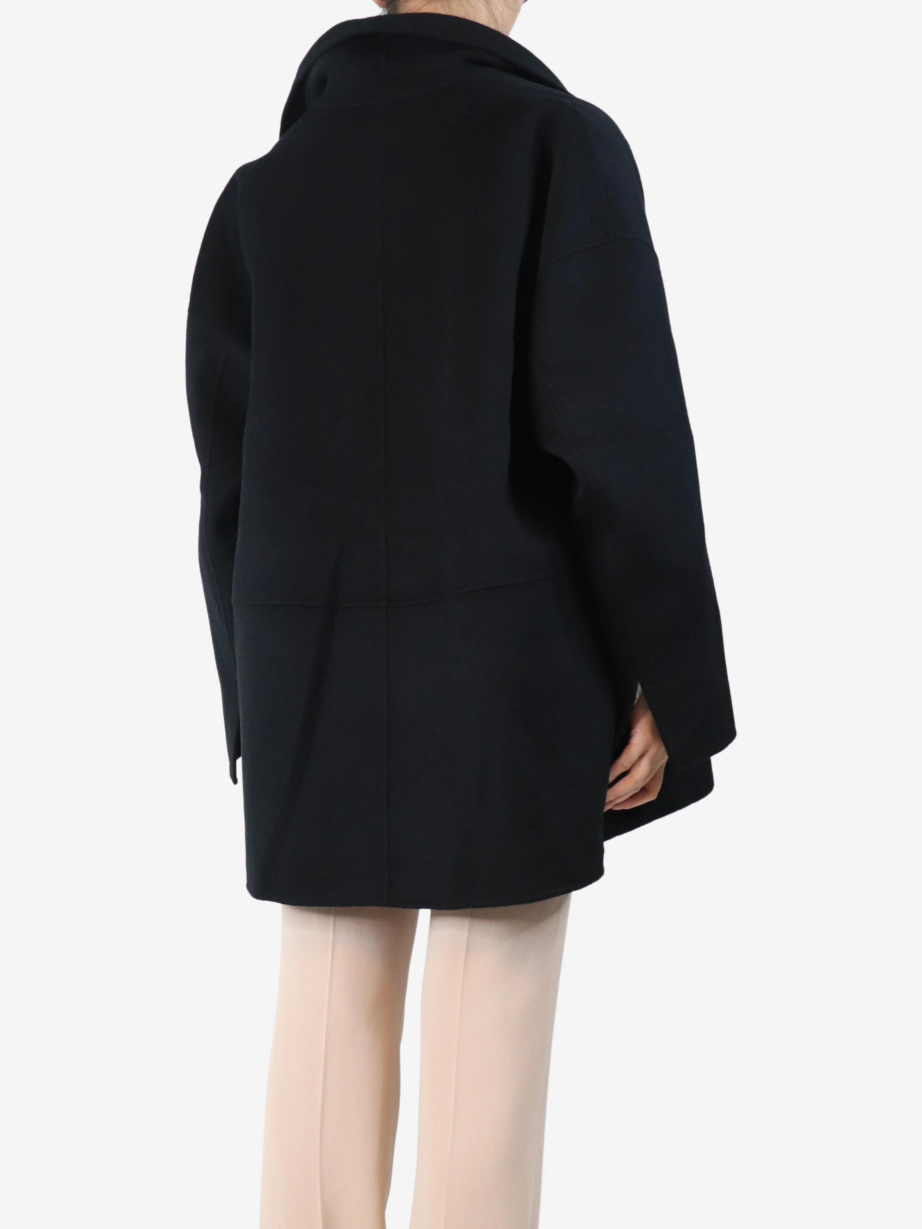 Black double-breasted cashmere jacket - size UK 10 - Image 2