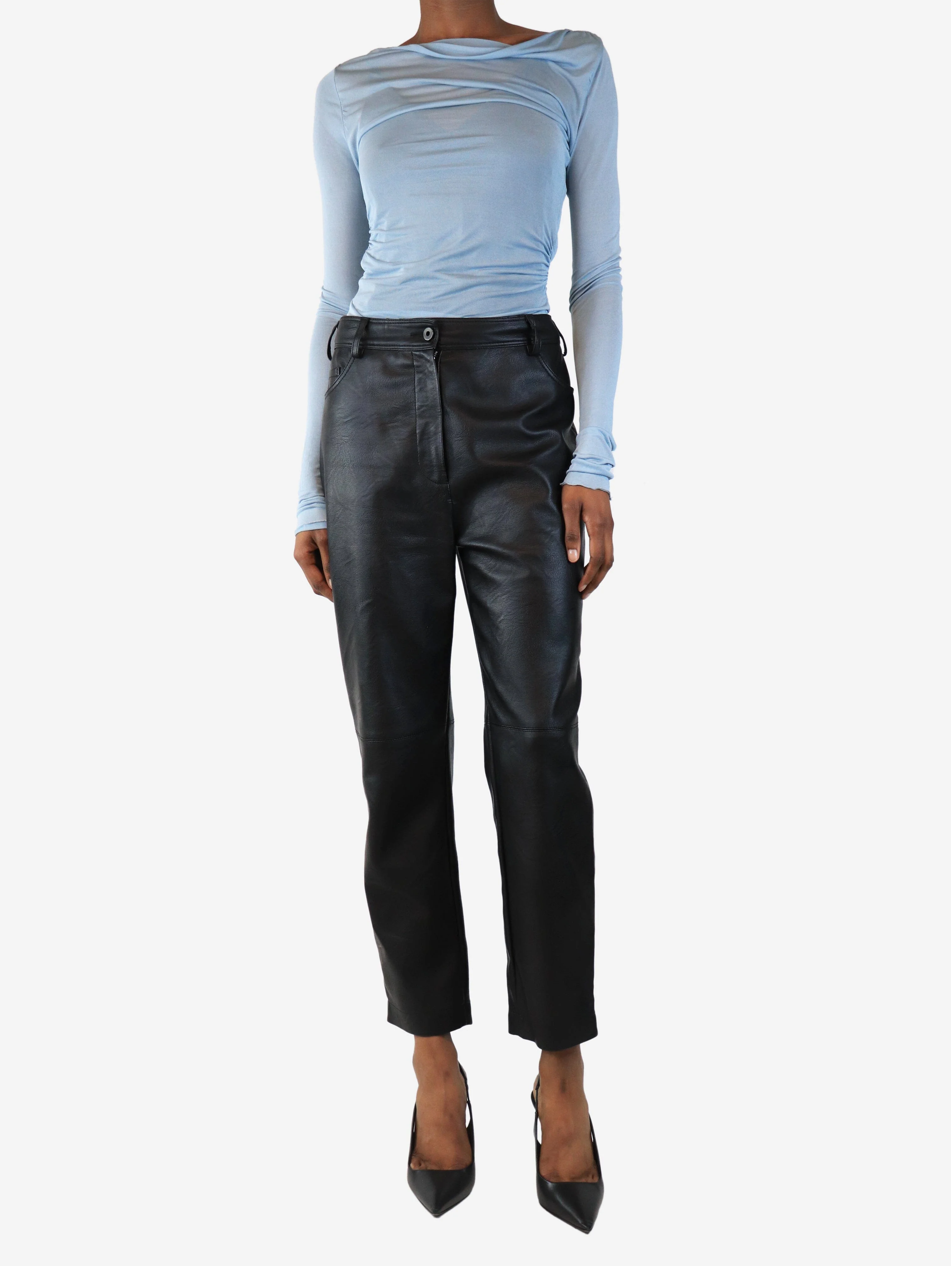 Black faux leather trousers - size UK 8 - Image 2