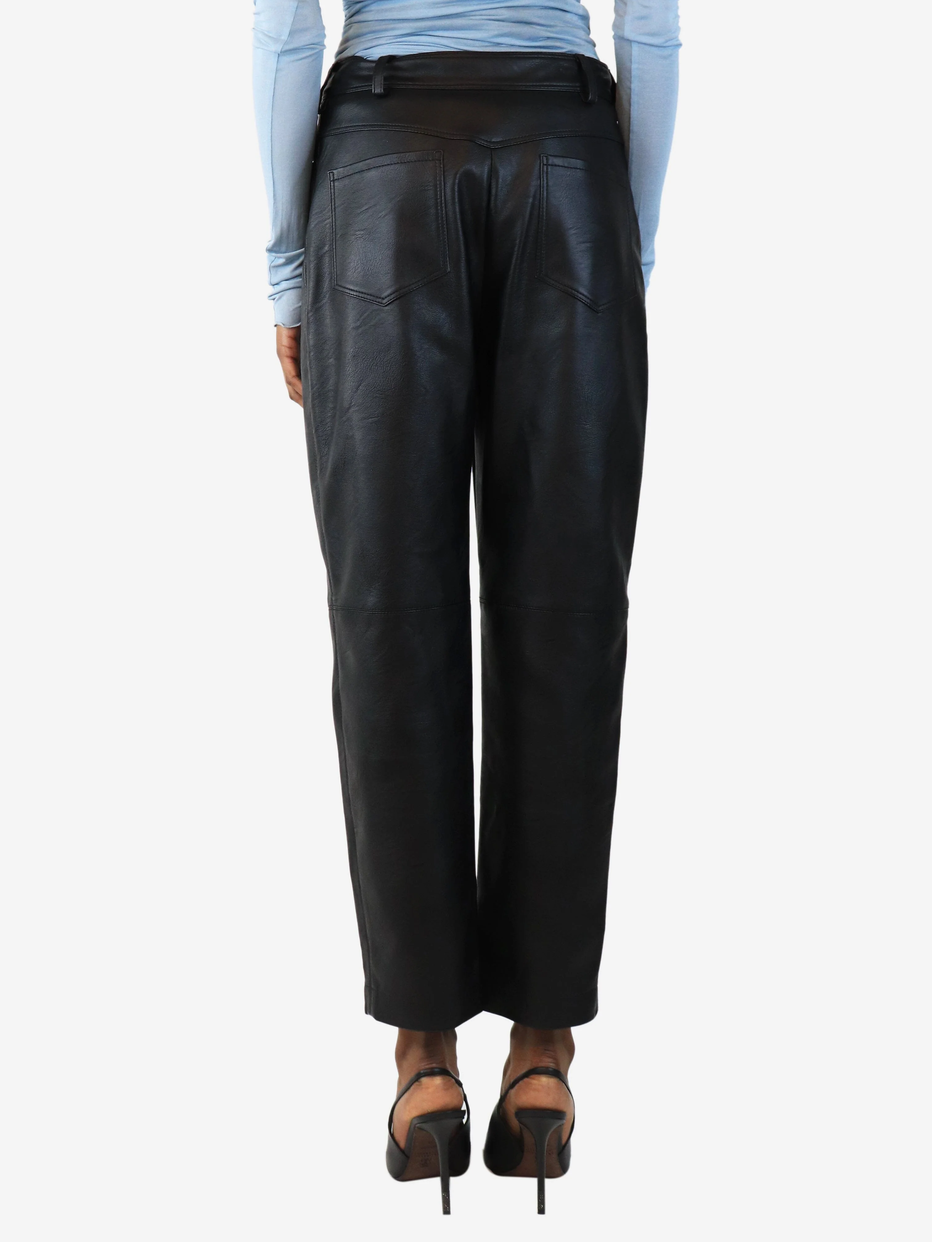 Black faux leather trousers - size UK 8 - Image 3