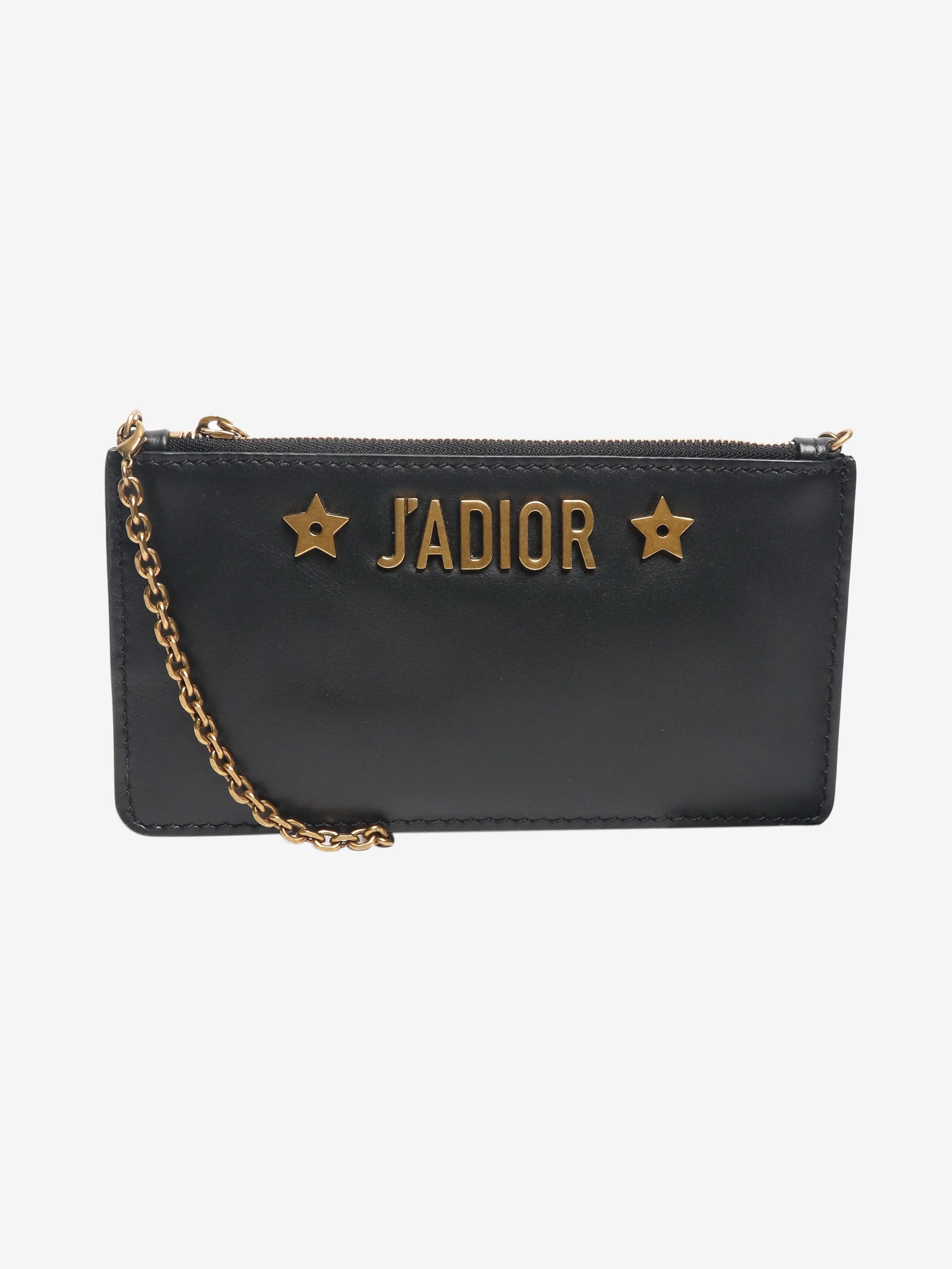 Black J'Adior leather wallet on chain