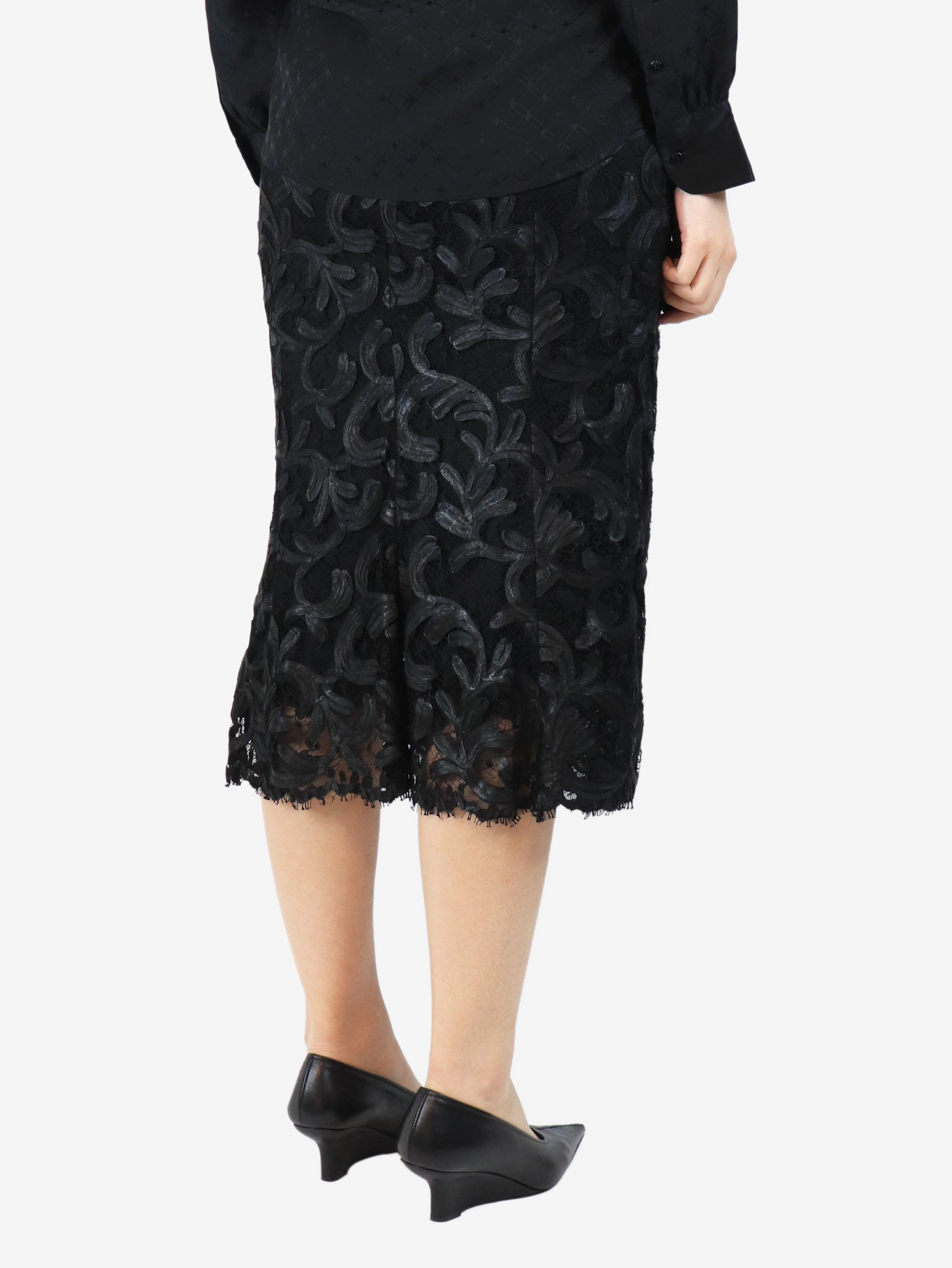 Black lace midi skirt - size UK 10 - Image 3