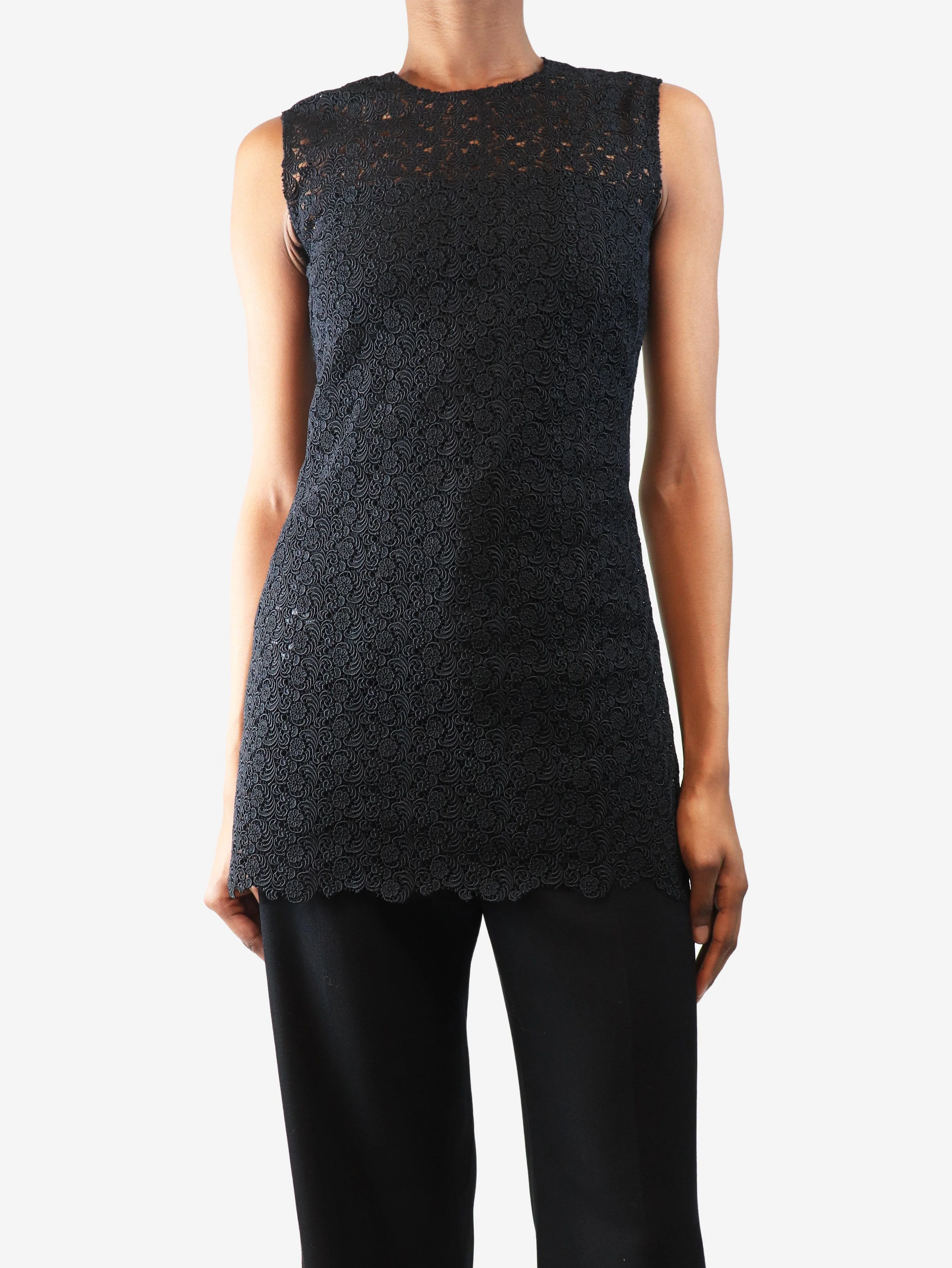Black lace mini tunic - size UK 6