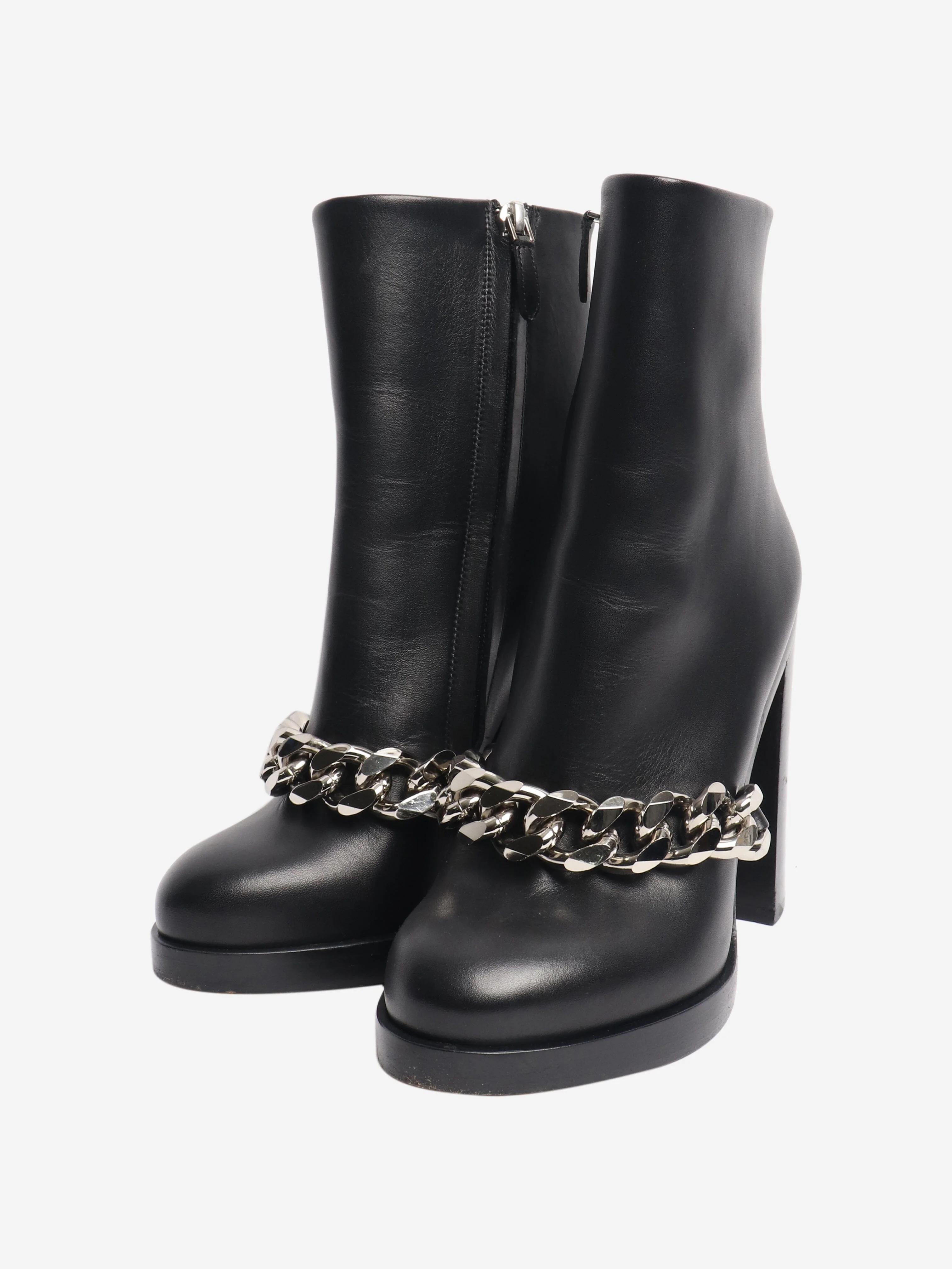 Black leather boots with chain front - size EU 36 (UK 3) - Image 2