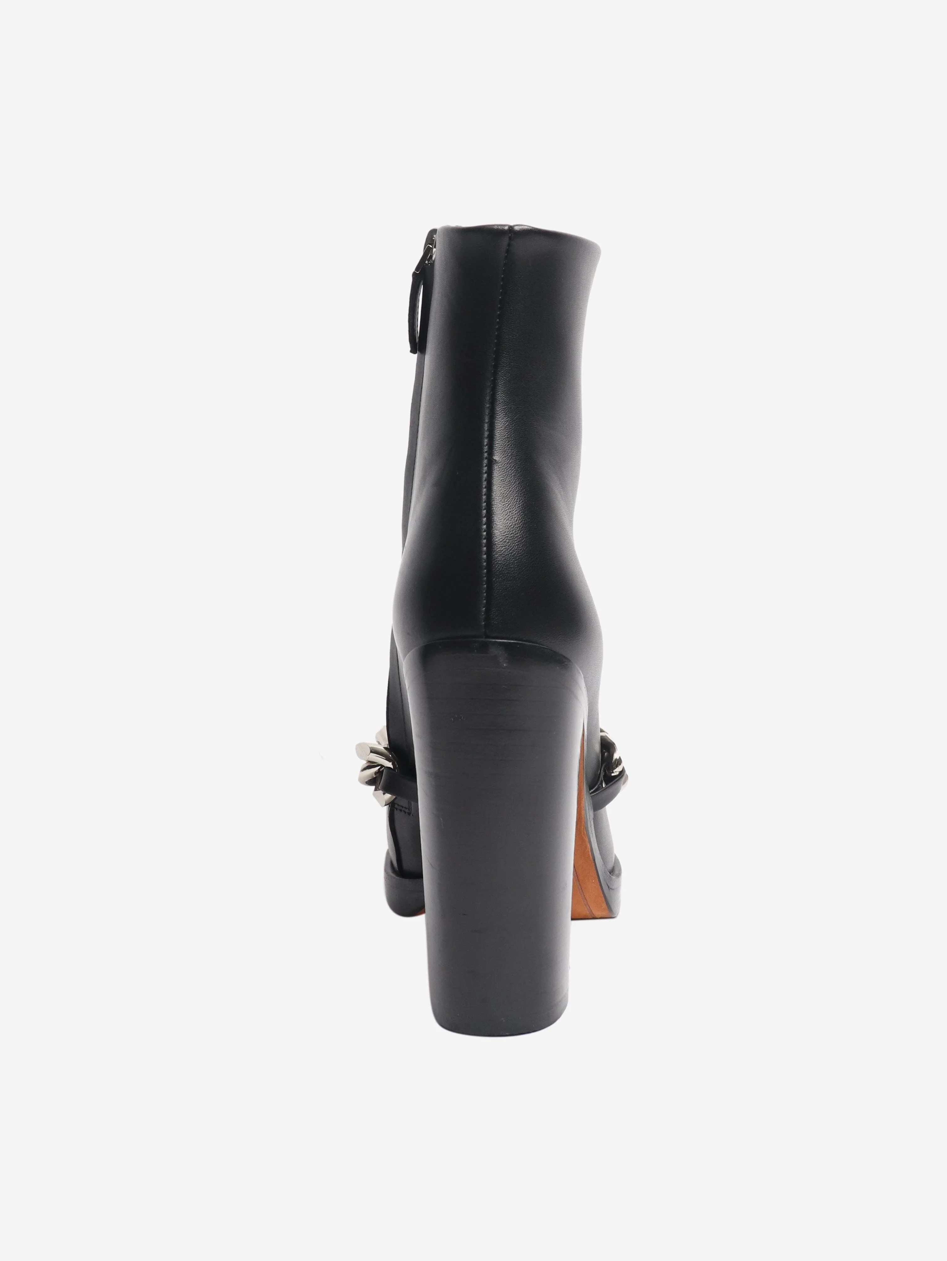 Black leather boots with chain front - size EU 36 (UK 3) - Image 3