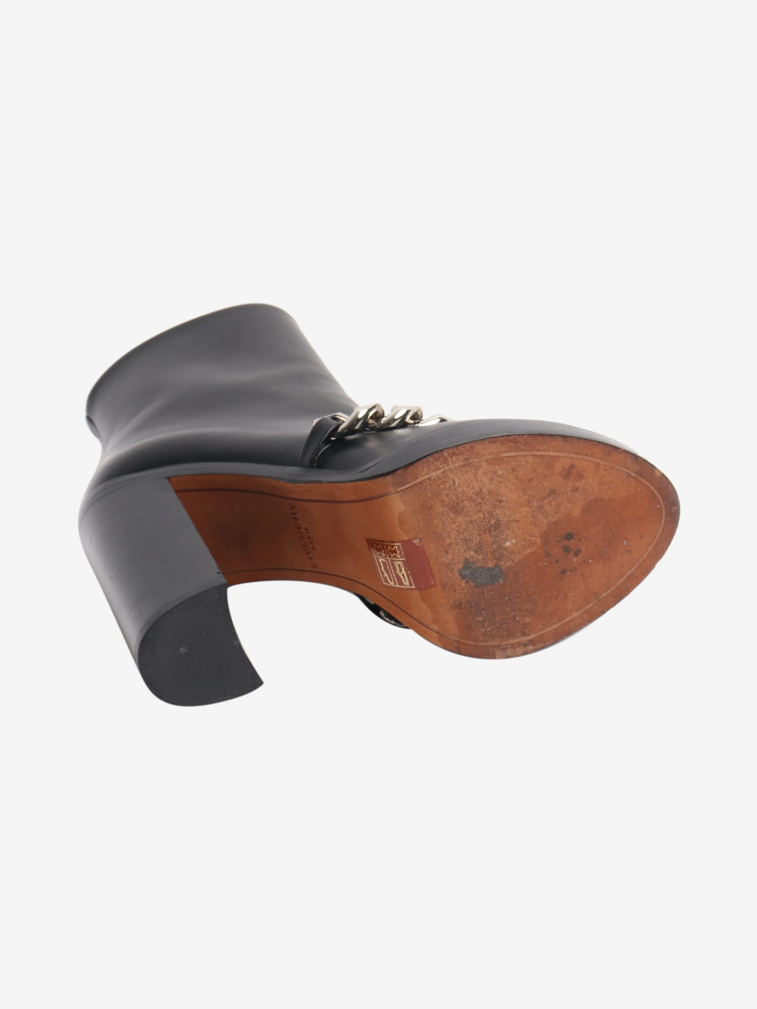 Black leather boots with chain front - size EU 36 (UK 3) - Image 6