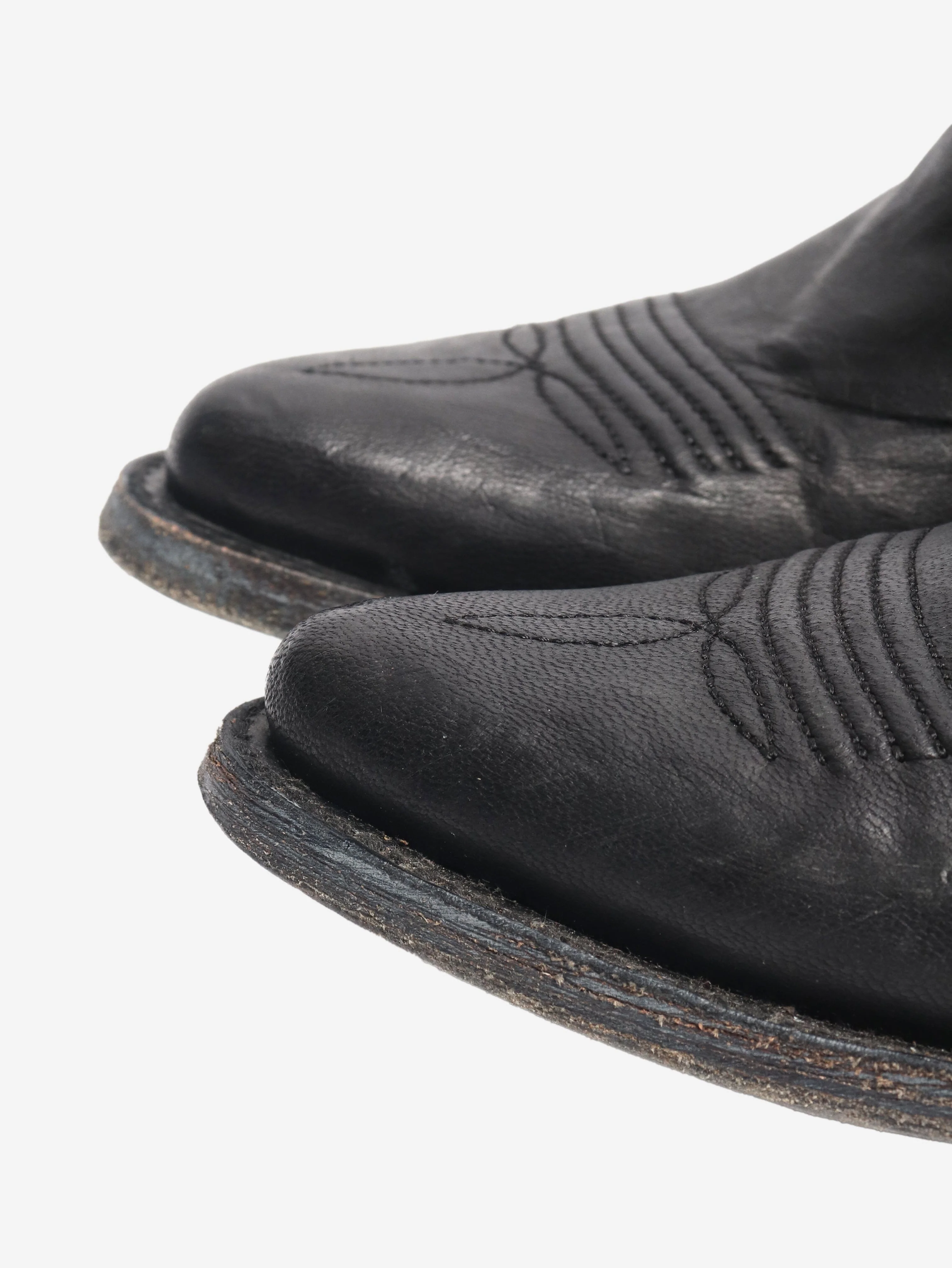 Black leather cowboy boots - size EU 36 (UK 3) - Image 5