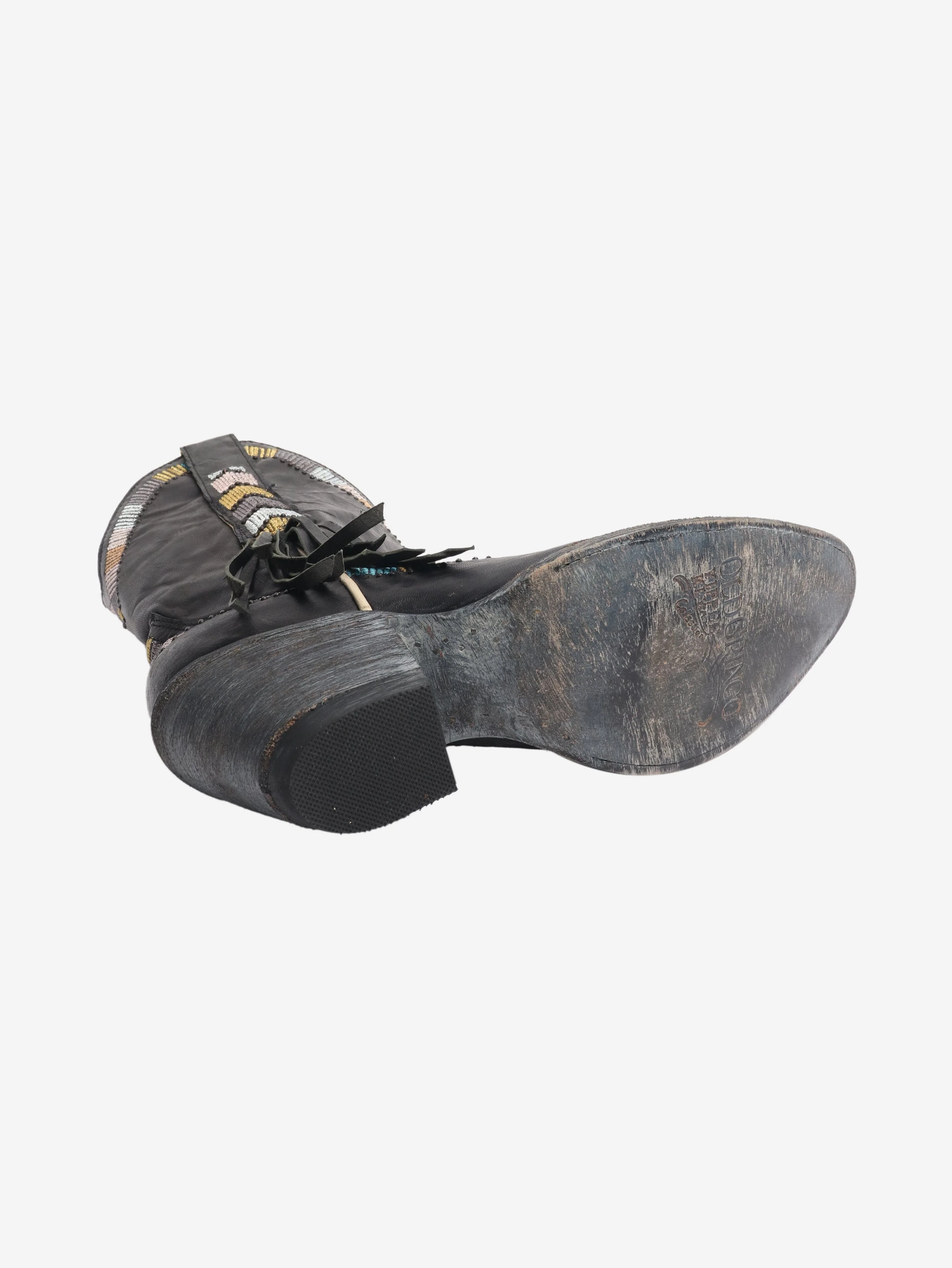 Black leather cowboy boots - size EU 36 (UK 3) - Image 6