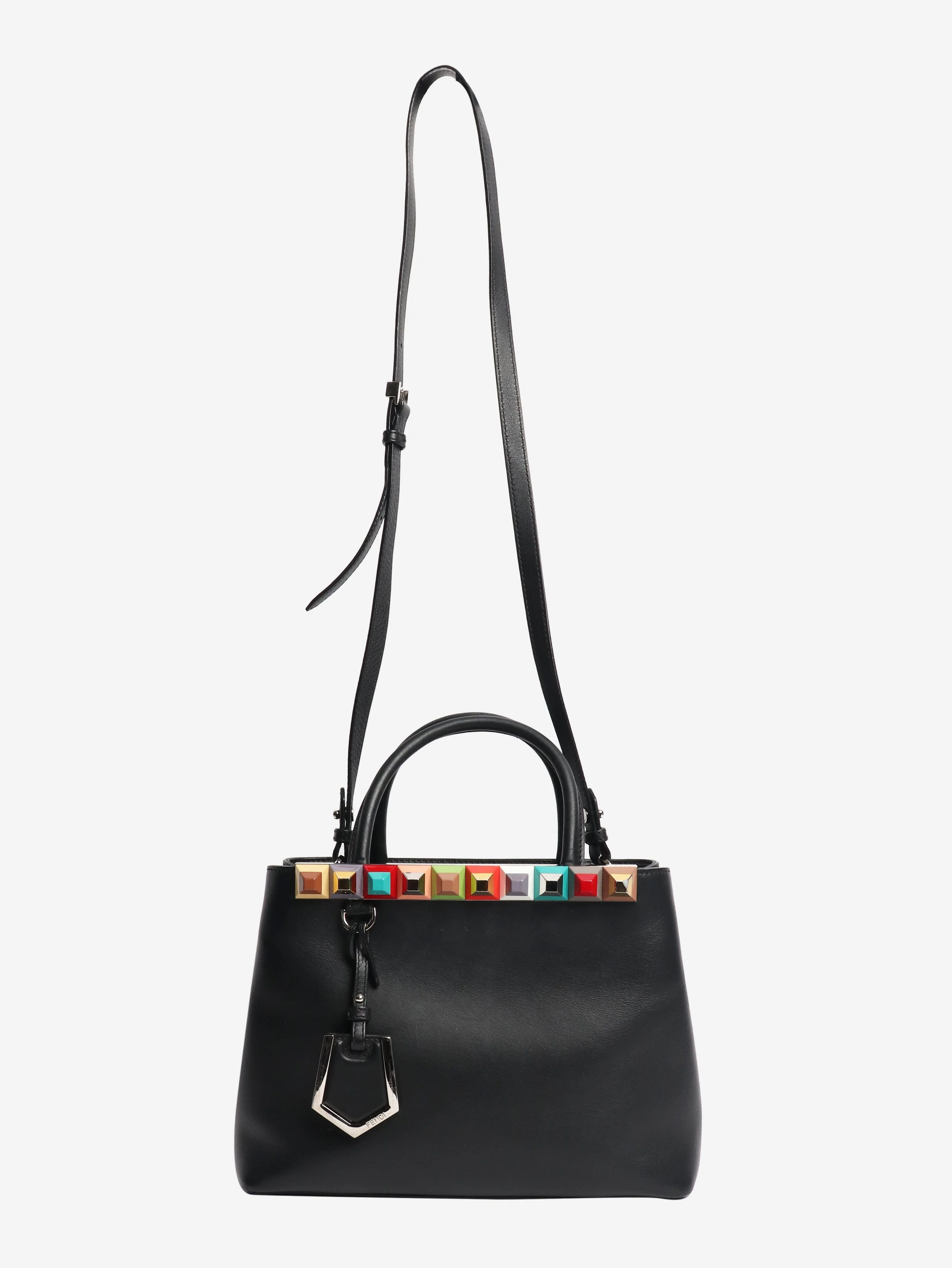 Black leather petite 2jours studded shoulder bag - Image 2