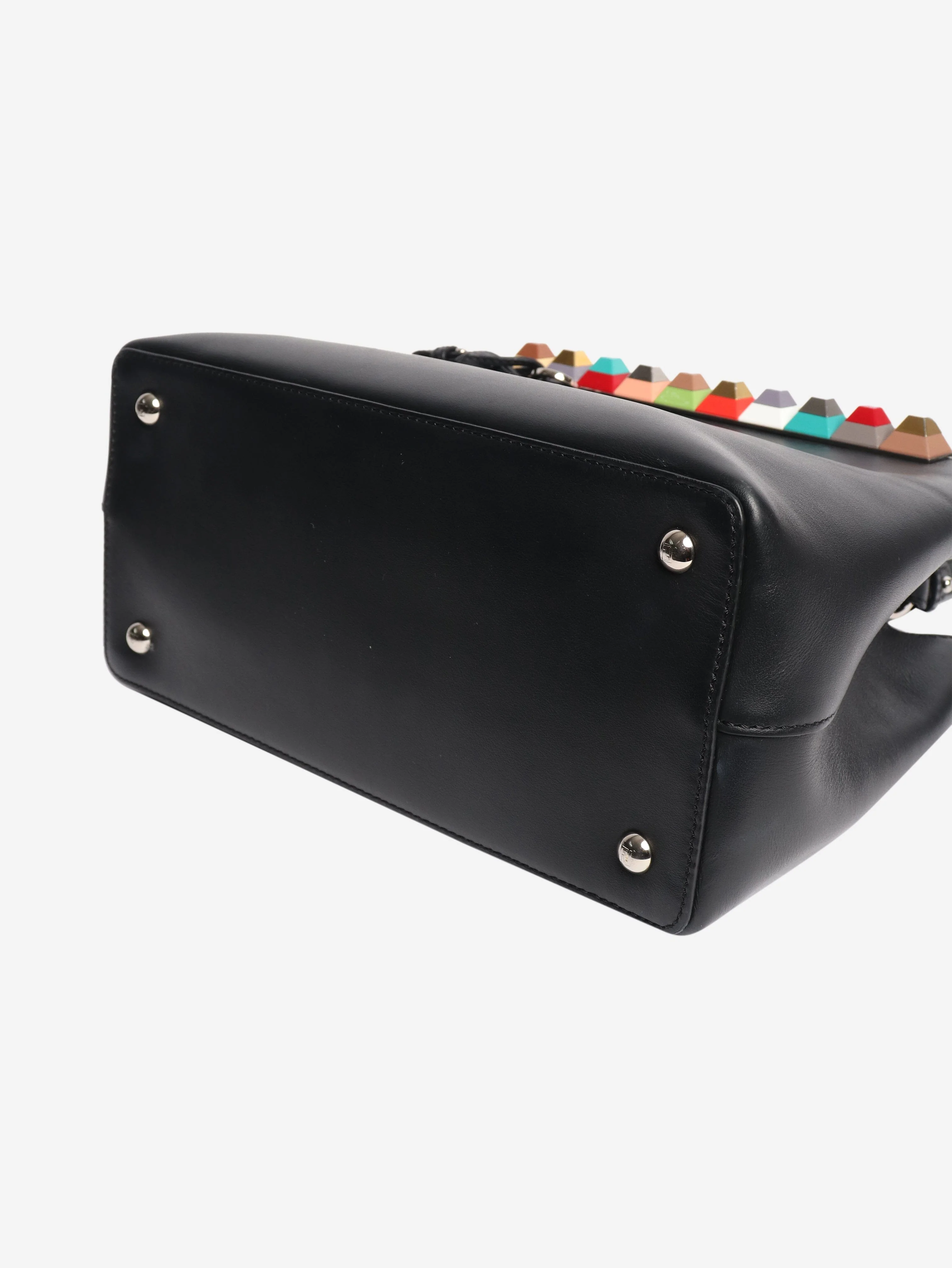 Black leather petite 2jours studded shoulder bag - Image 4