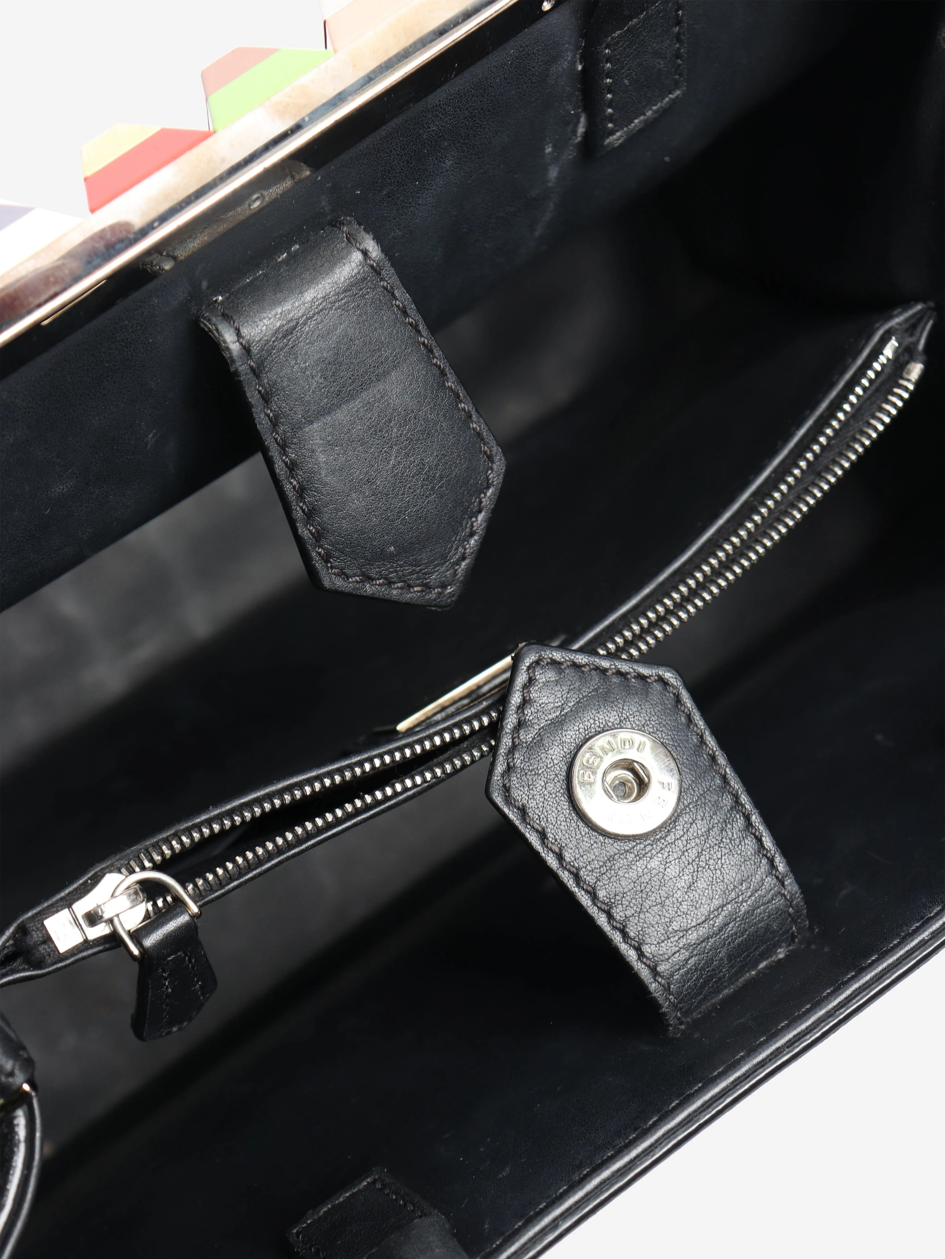 Black leather petite 2jours studded shoulder bag - Image 6