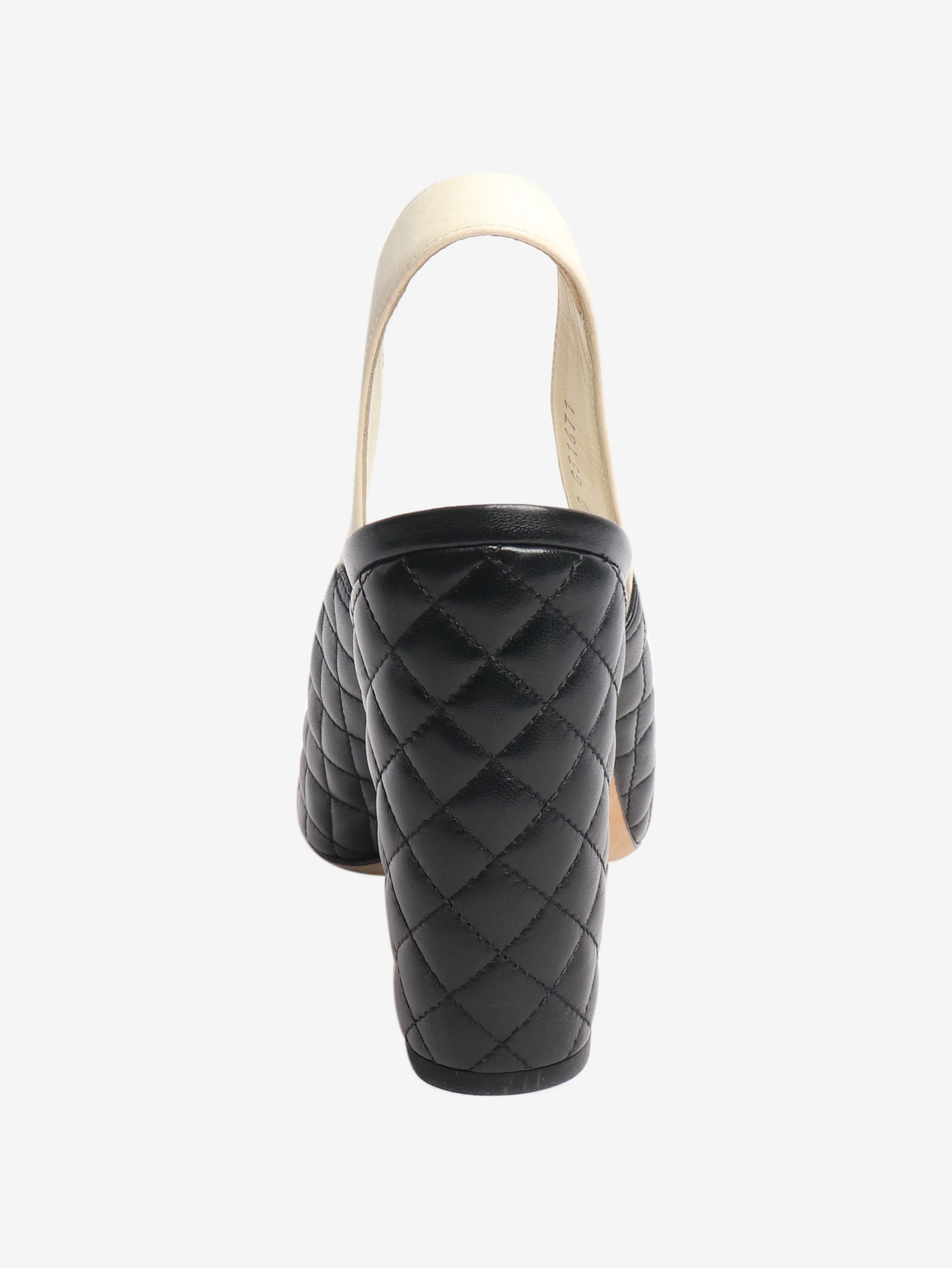 Black leather quilted peep-toe slingbacks - size EU 41 - Image 3