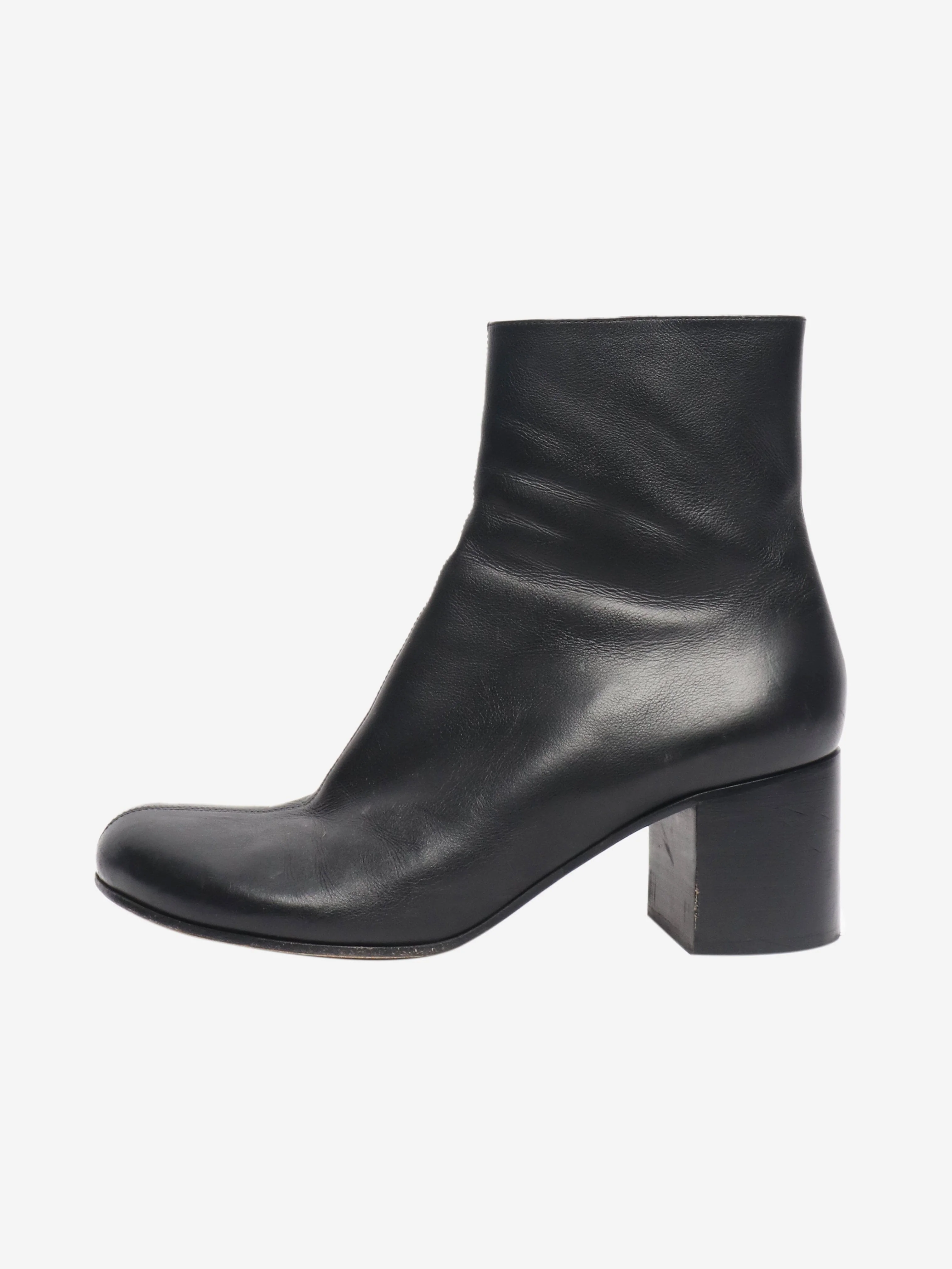 Black leather round toe ankle boots - size EU 40 (UK 7)